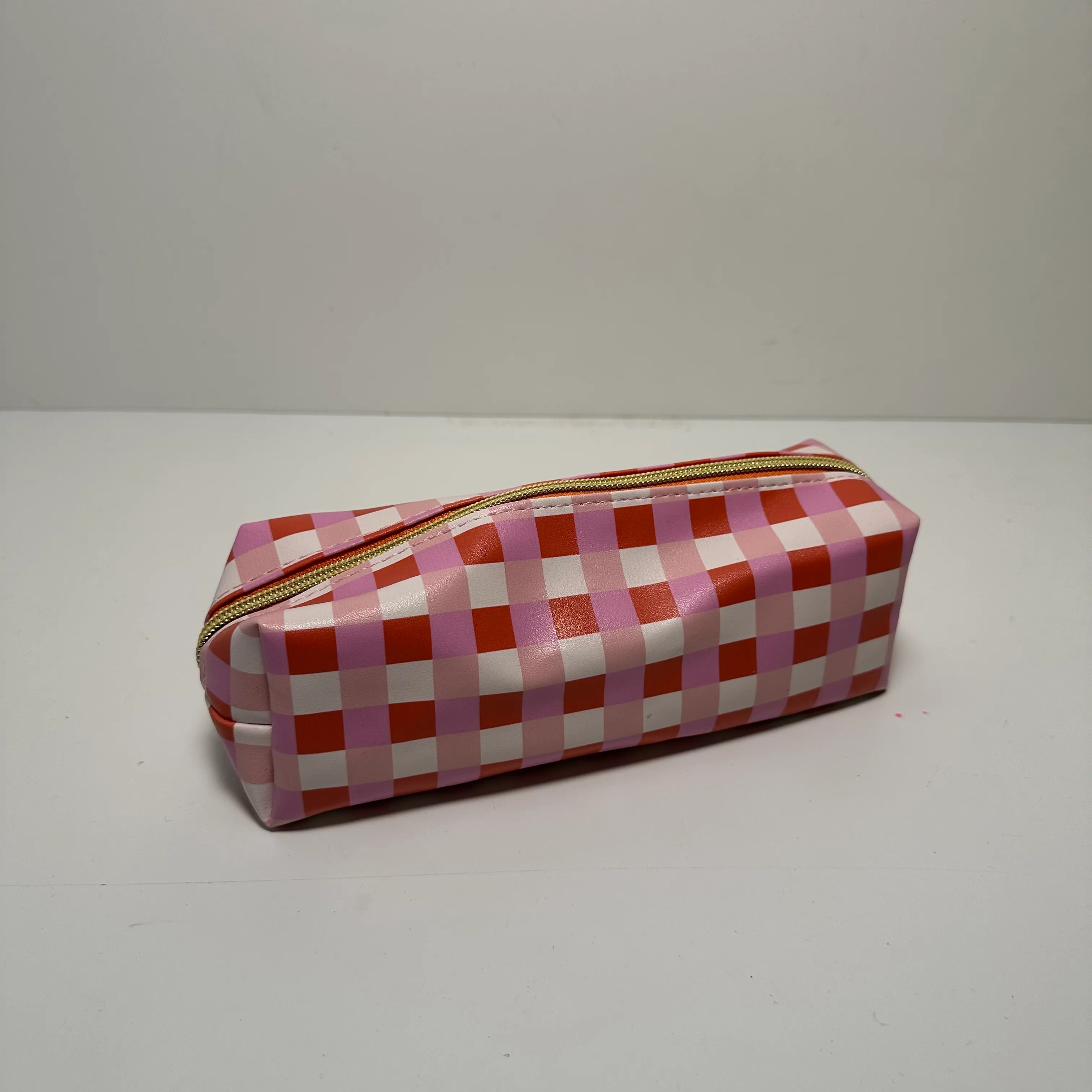 Pencil Case - Checkered - Red/Pink