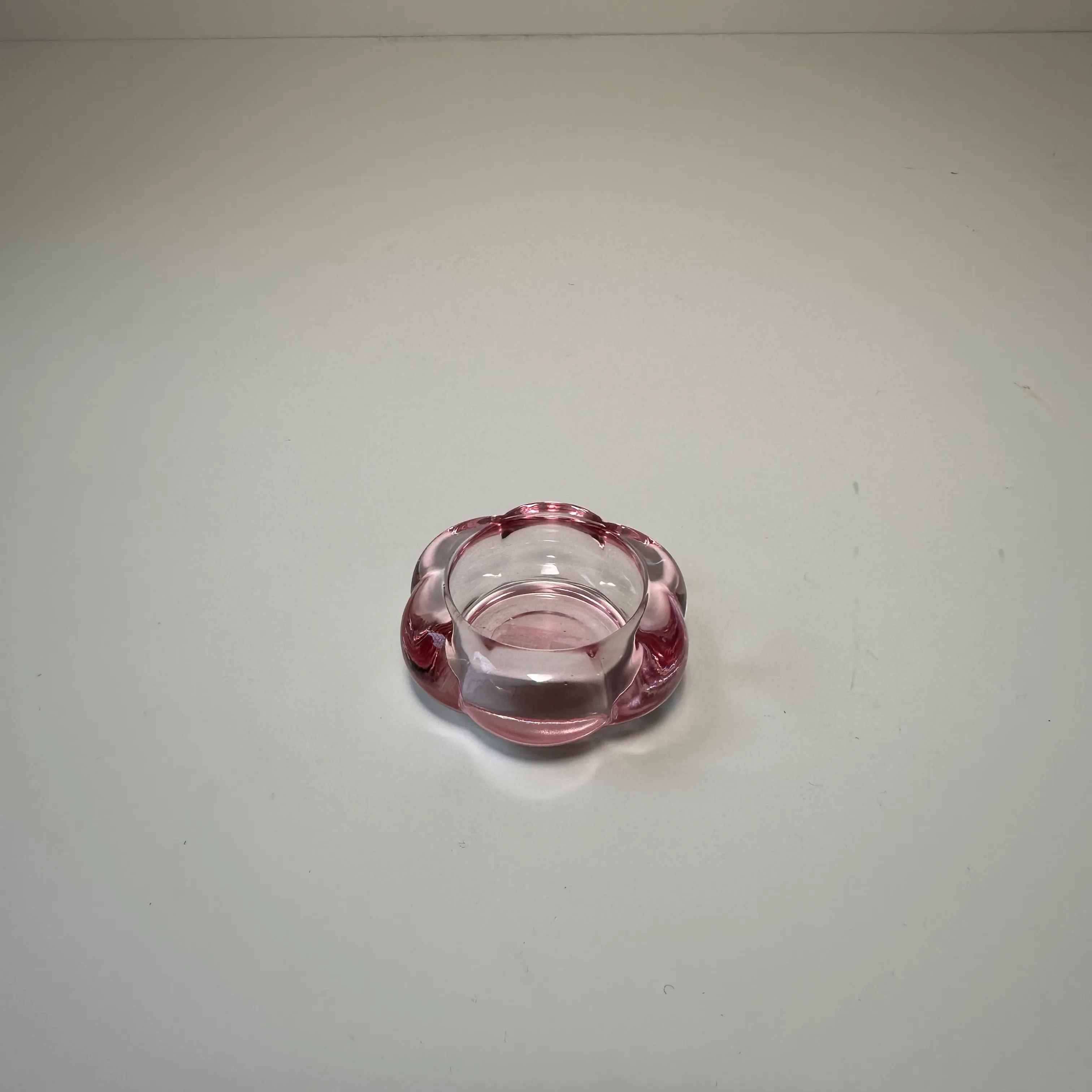 Glass Tea Light Holder - Flower - Pink