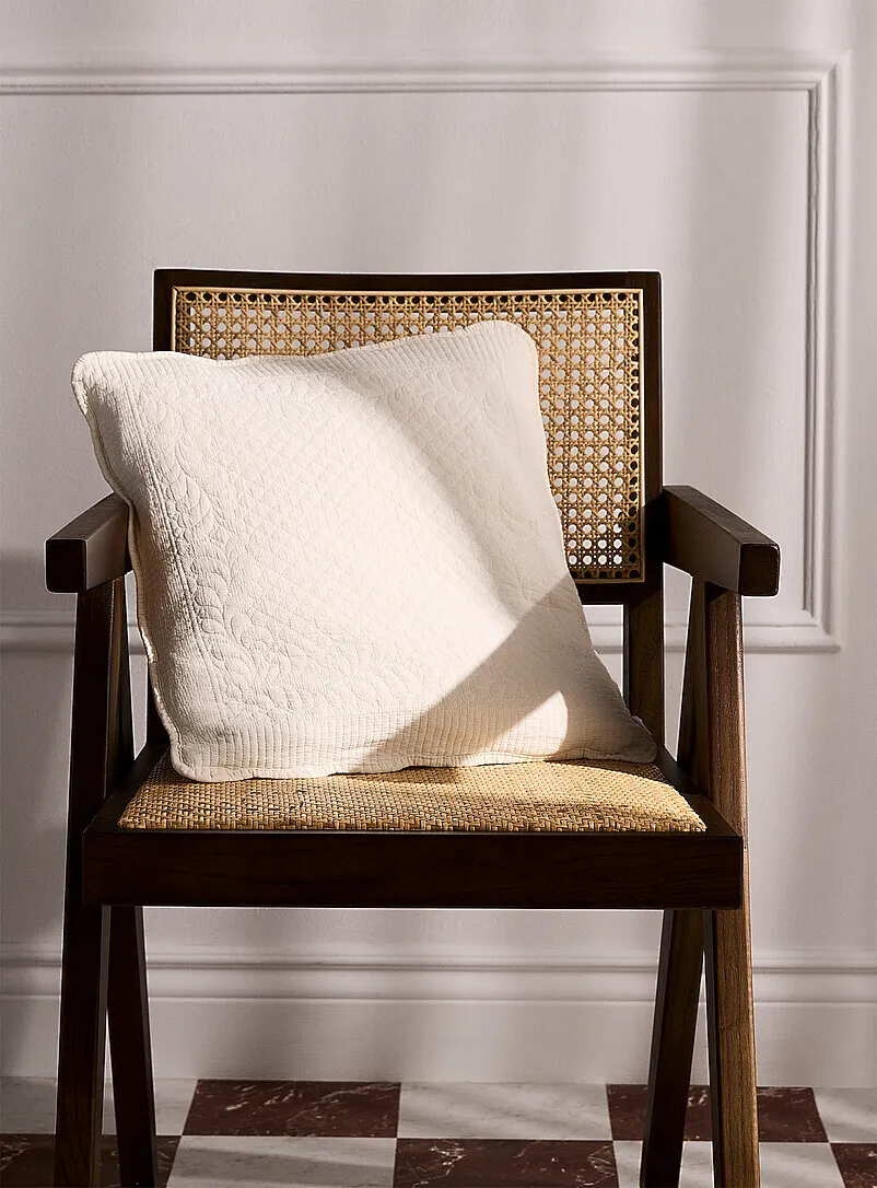 Throw Pillow - Embroidered - White