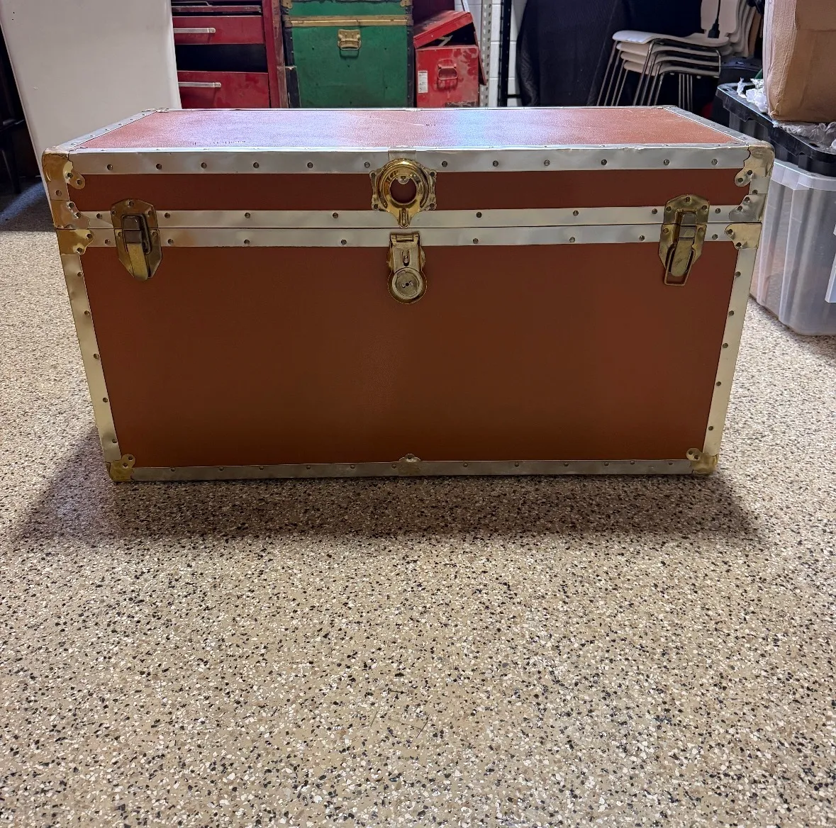 Vintage Luggage Trunk - Caramel Brown