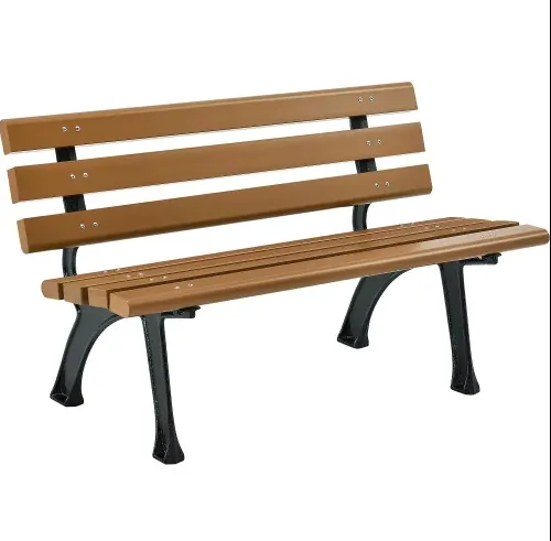 Park Bench - Wood with Black Base