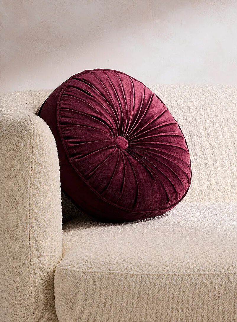 Throw Cushion - Round - Burgundy