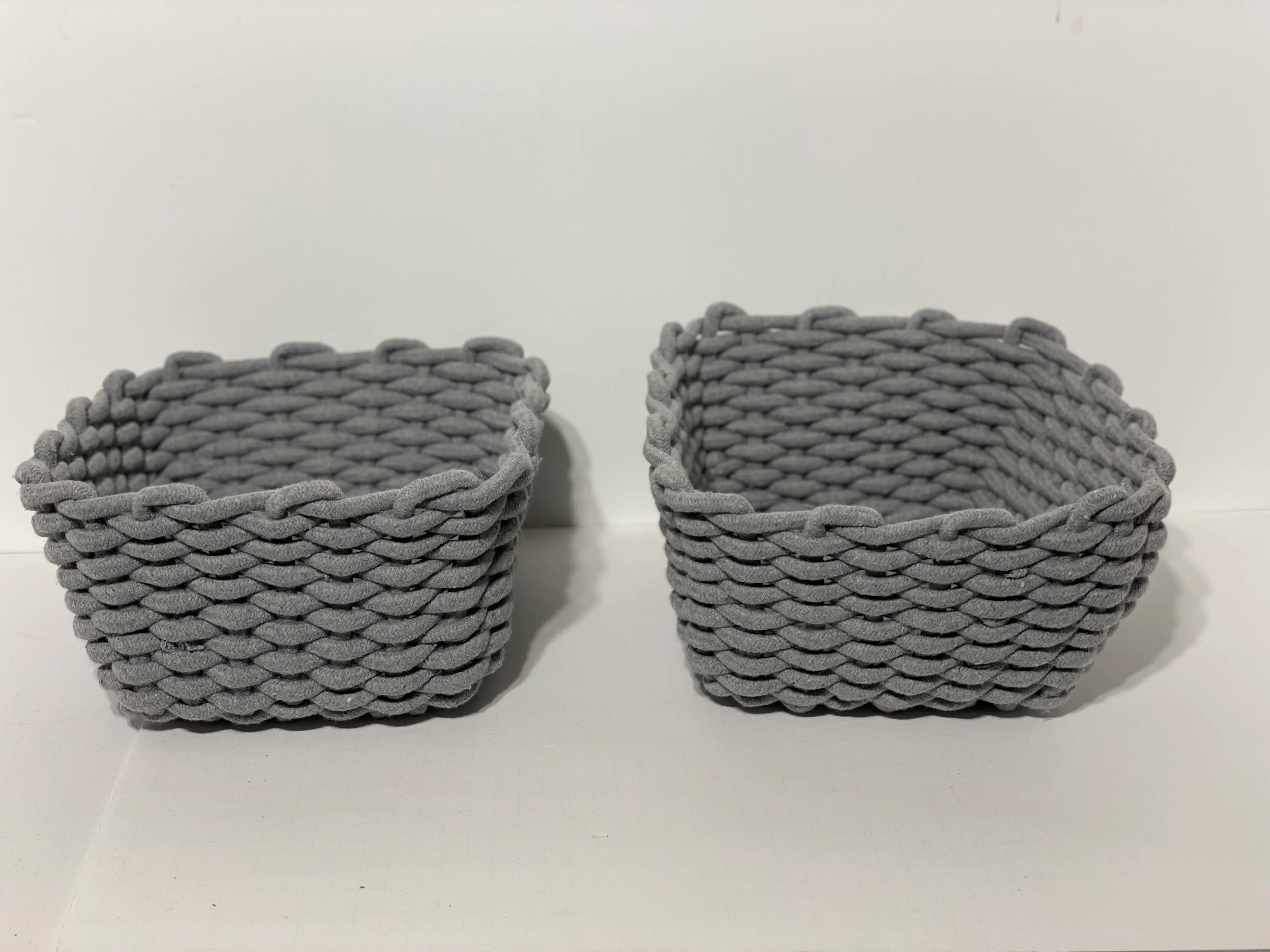Basket - Woven Gray Wool - 2pc
