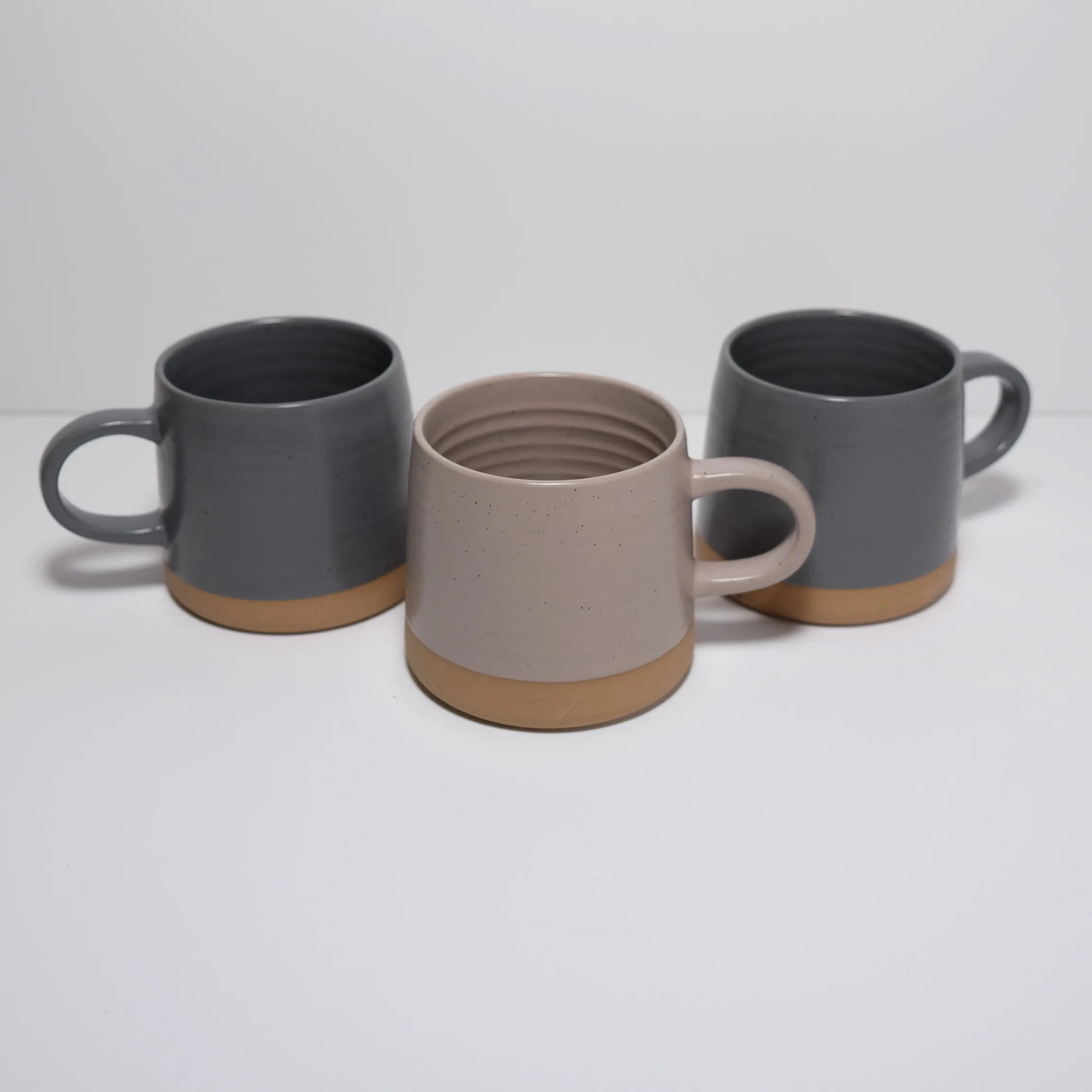 Mugs - Bottom Striped - Gray - 3pc