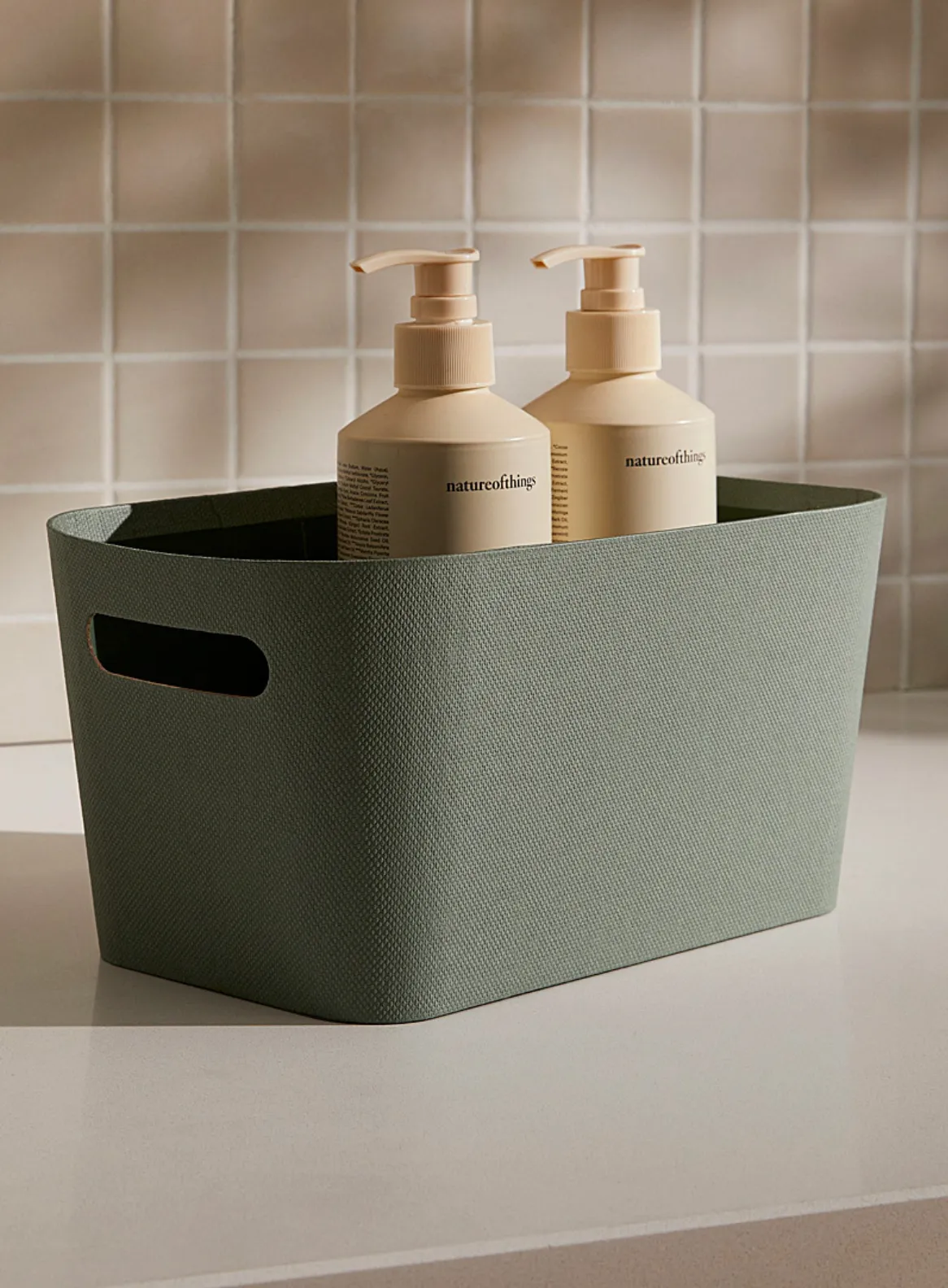 Textured Storage Basket Green