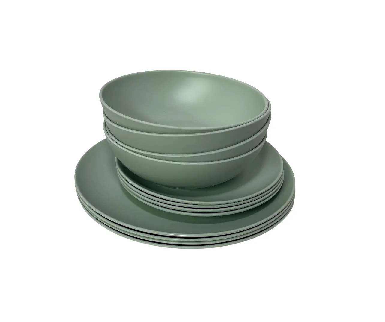 Melamine Dinnerware Pastel Mint Set of 12