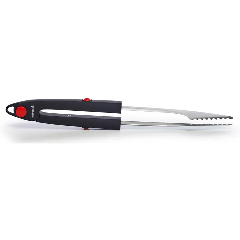 BBQ Tongs Silver & Black & Red