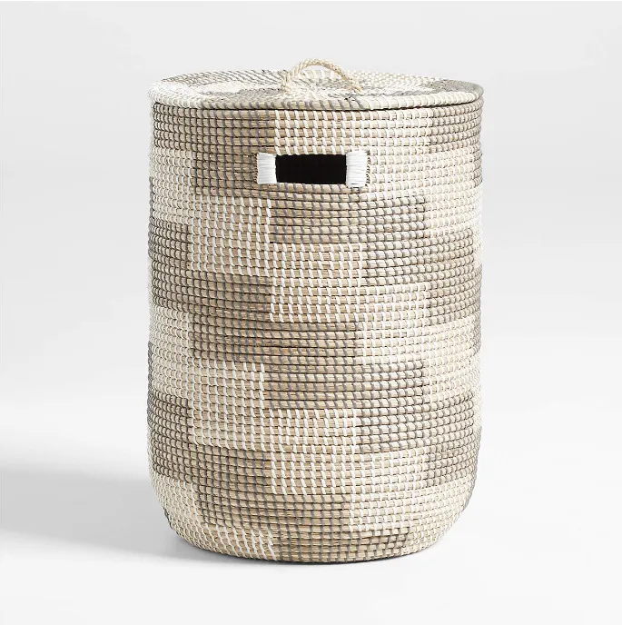 Laundry Hamper - Checkered Seagrass