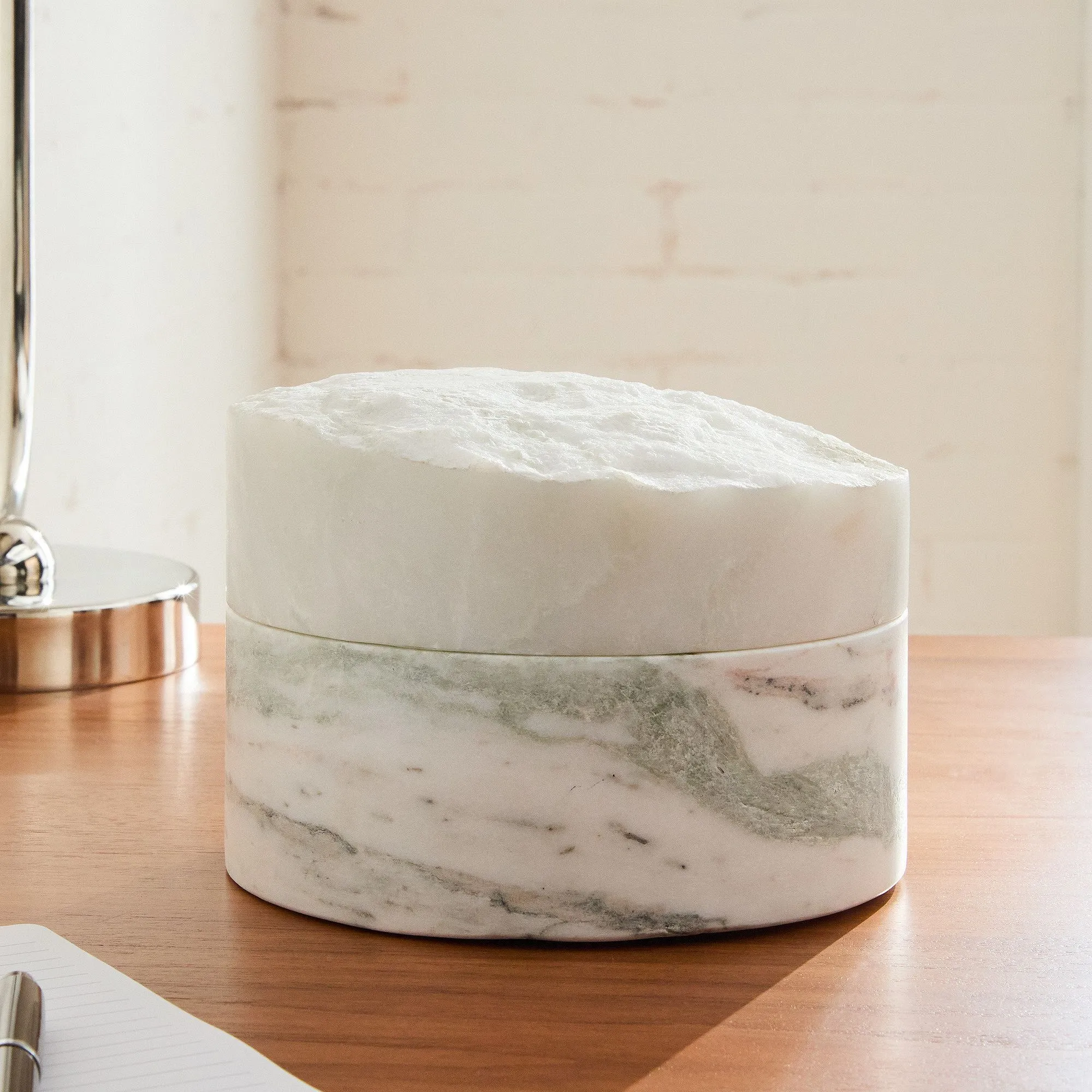 Natural Marble Canister - White
