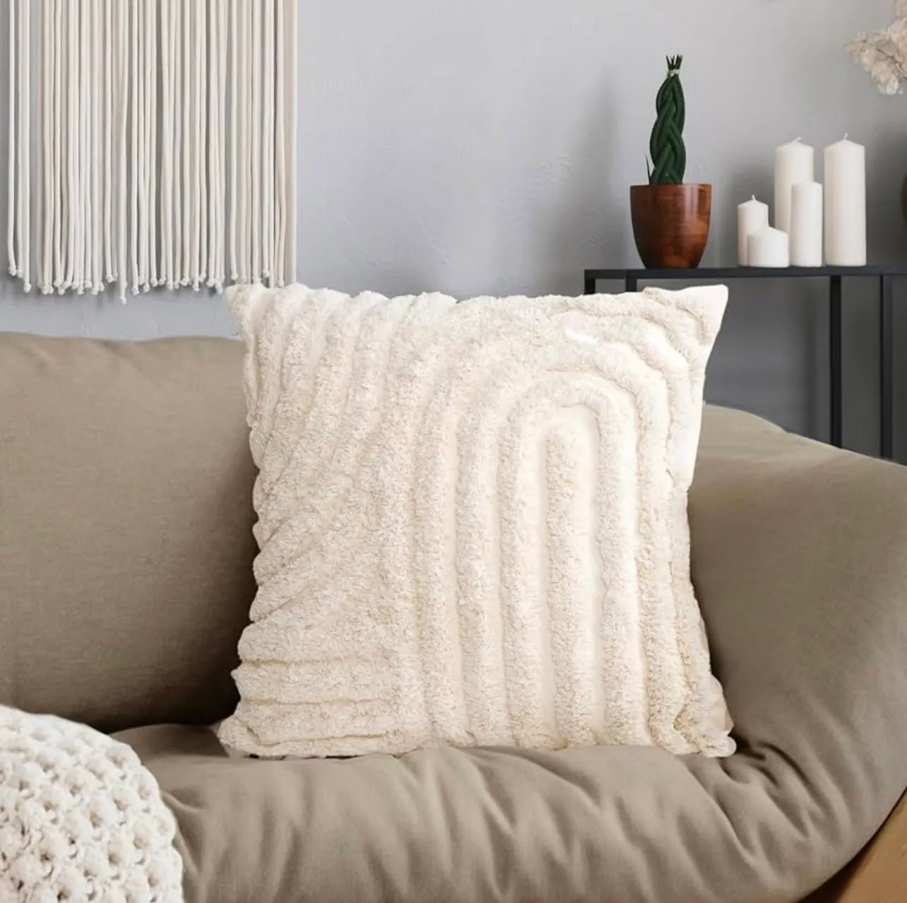 Boho Decorative Throw Pillow White