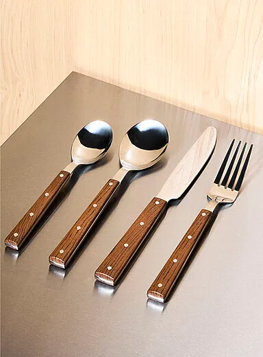 Silverware  Set - Faux Wood/ Stainless Steel - 16pc