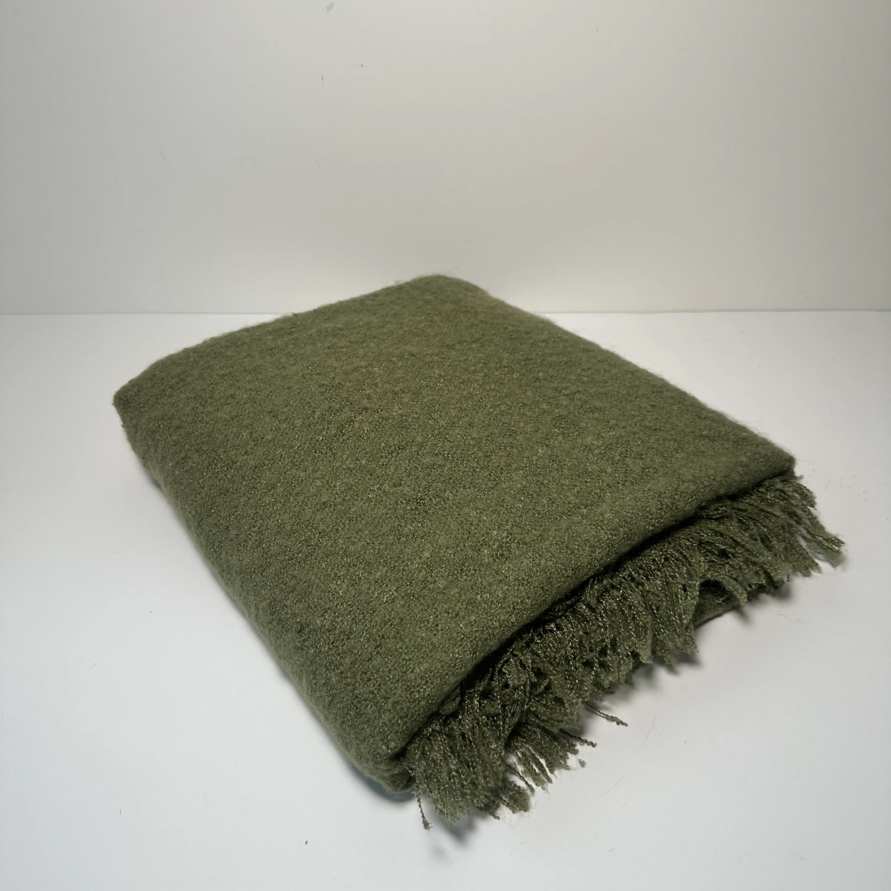 Throw Blanket - Fringe - Moss Green