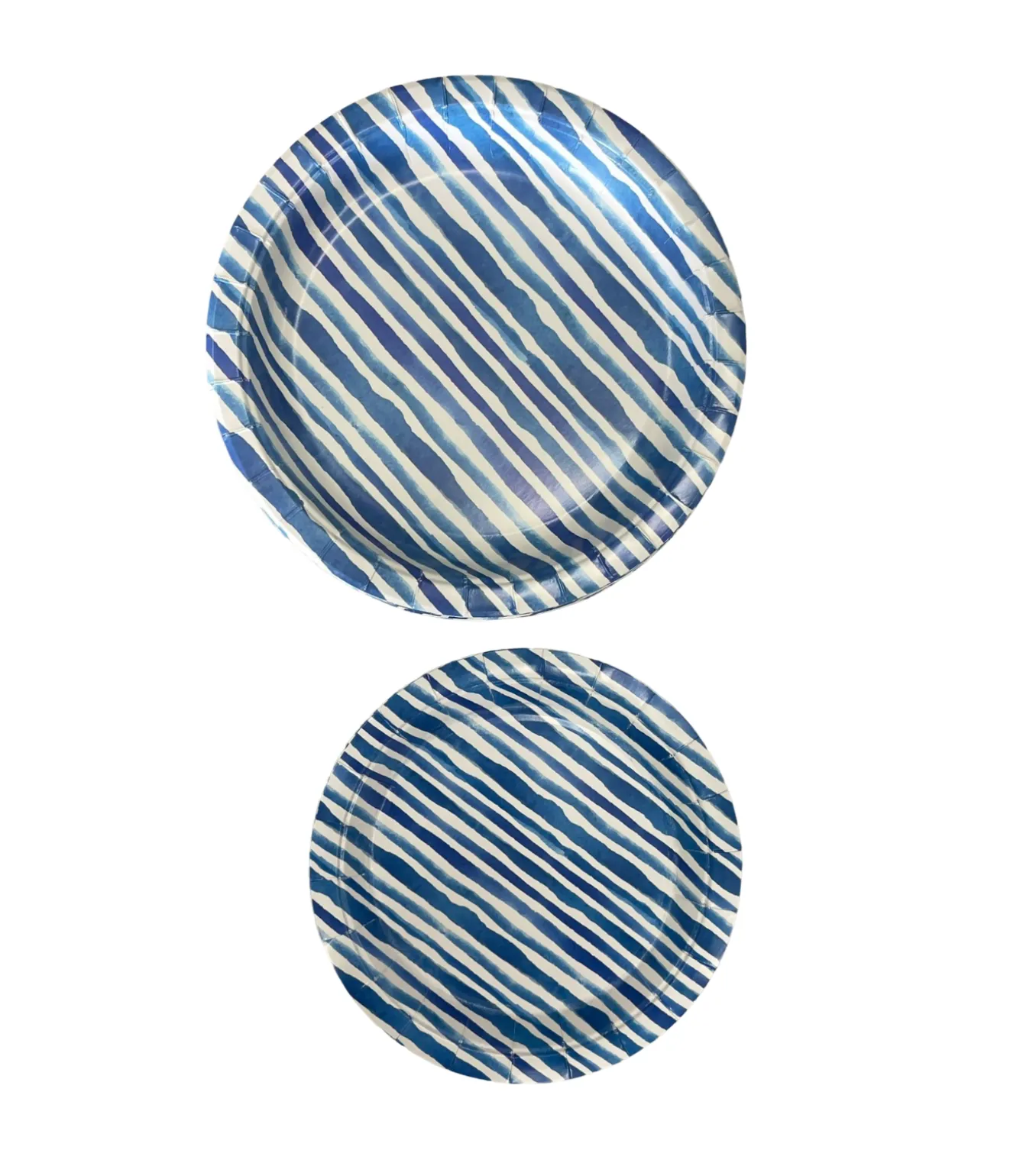Paper Party Plates Small&Big Set of 15 White&Blue