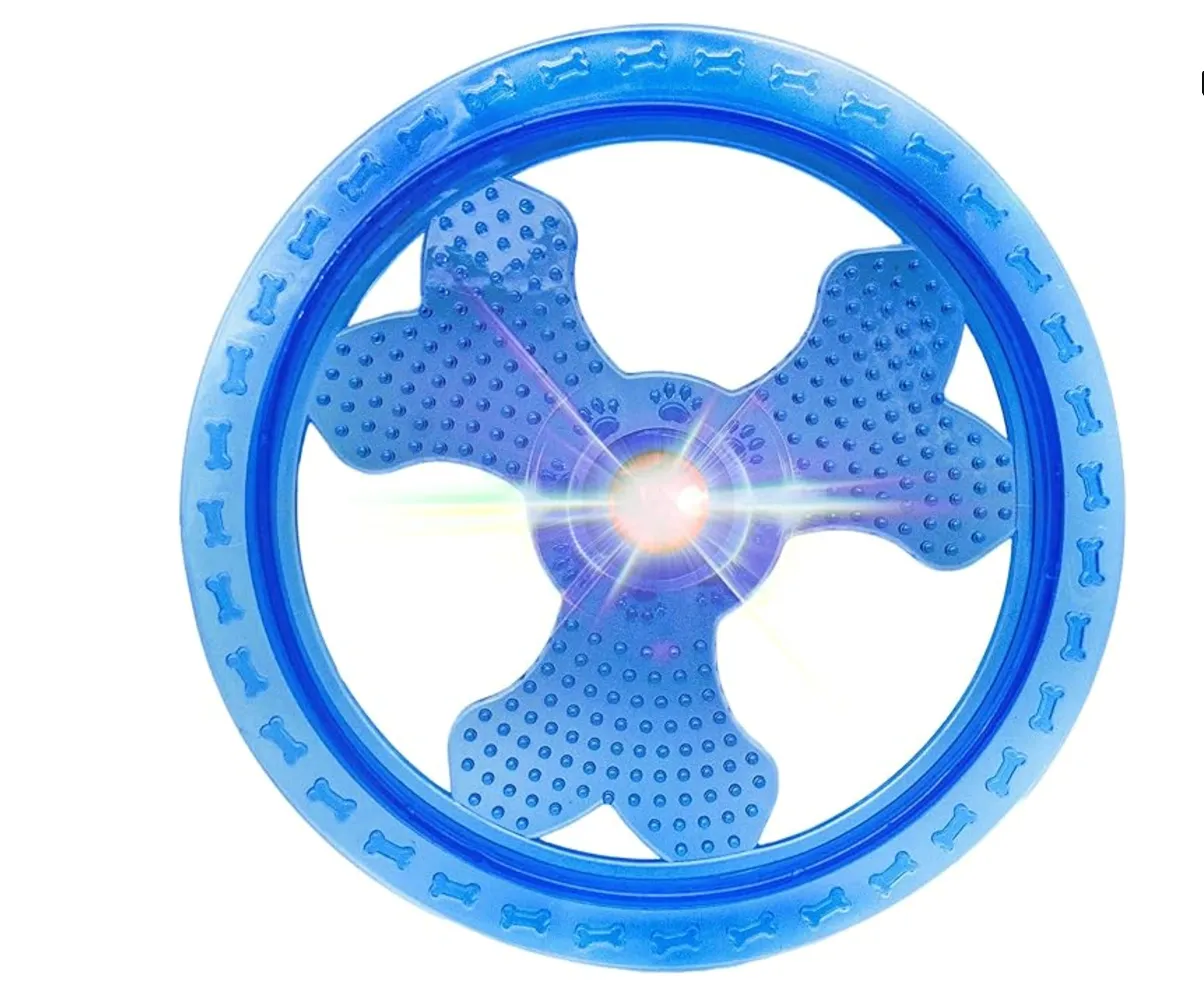 Dog Toy Led Light-Up Flying Disc Blue
