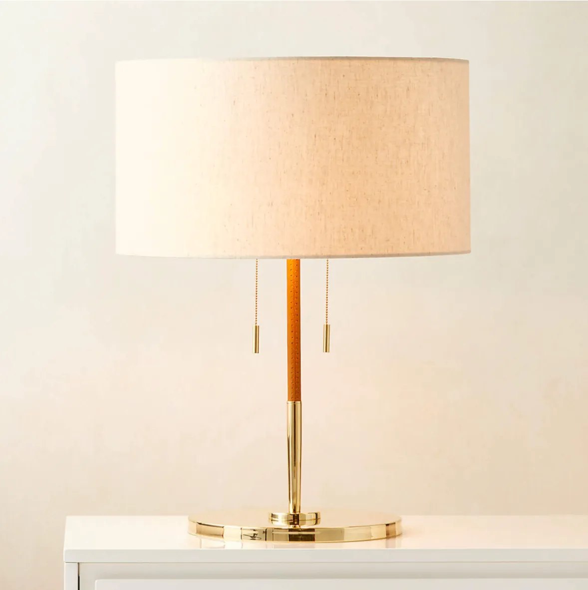 Prix Leather And Polished Brass Table Lamp