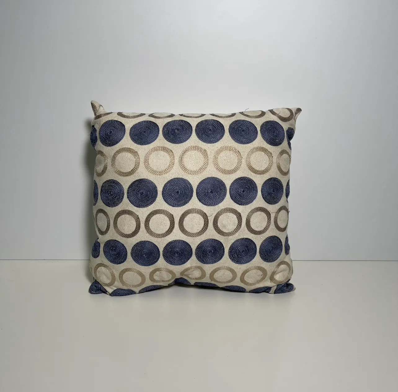 Throw Pillow - Dots Pattern - Blue & Beige