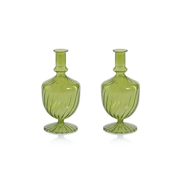 Decorative Glass Bottles Green Medium (set of 2)