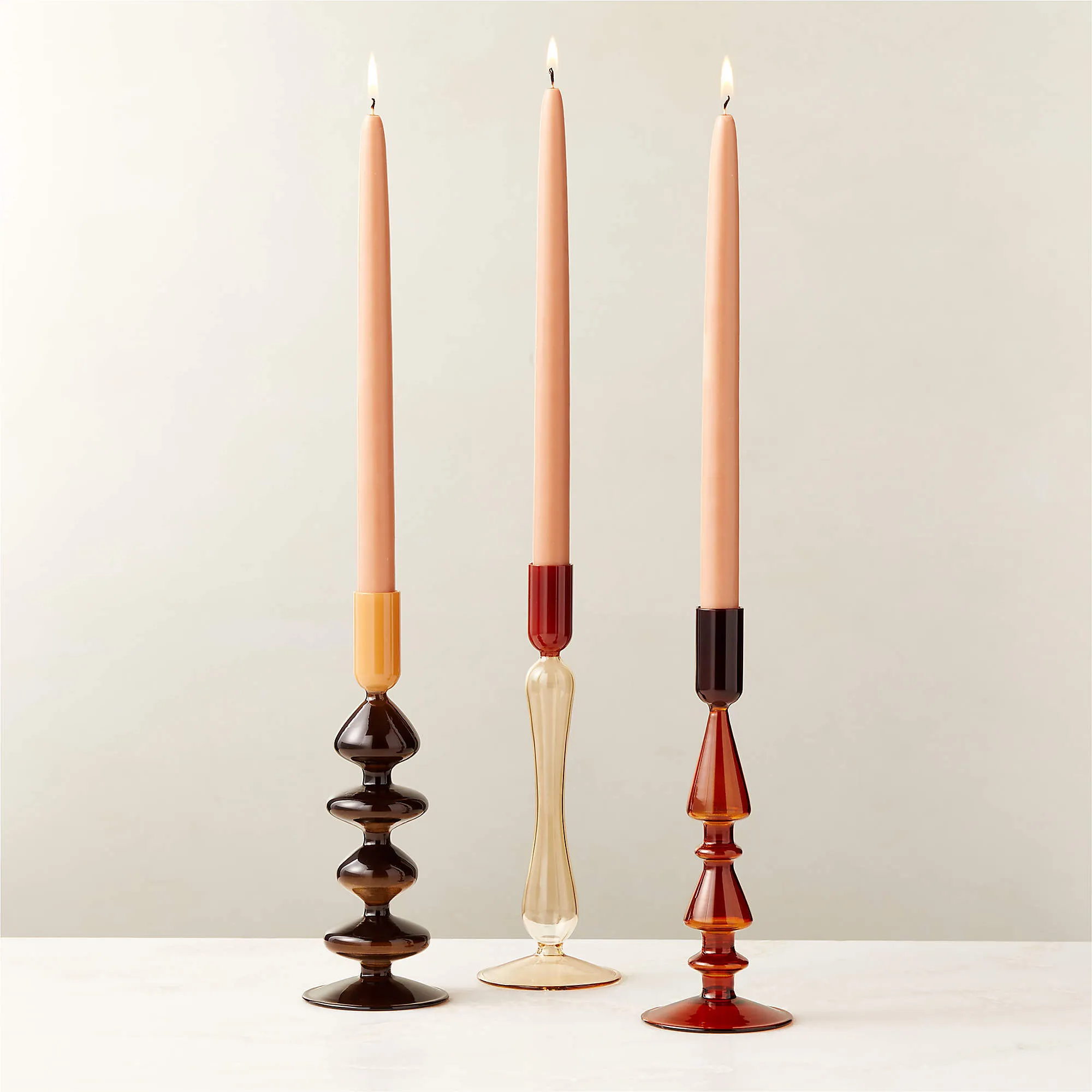 Glass Candle Holders - Set of 3 