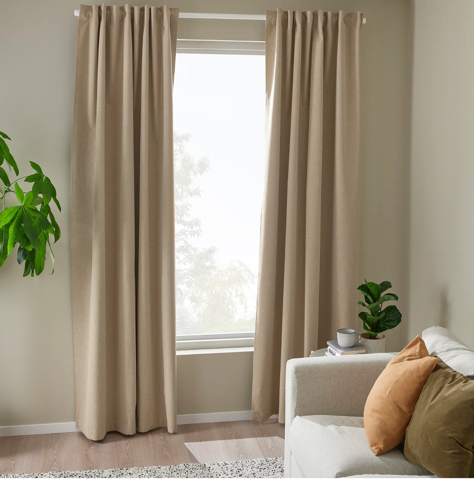 Room Darkening Curtains Yellow-Beige 53"x98"