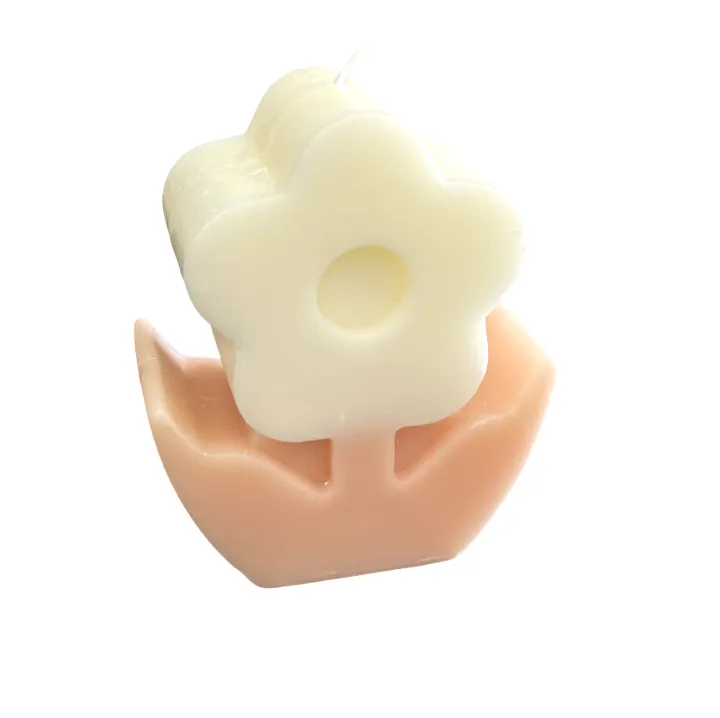Candle - Flower Shape - White&Peach