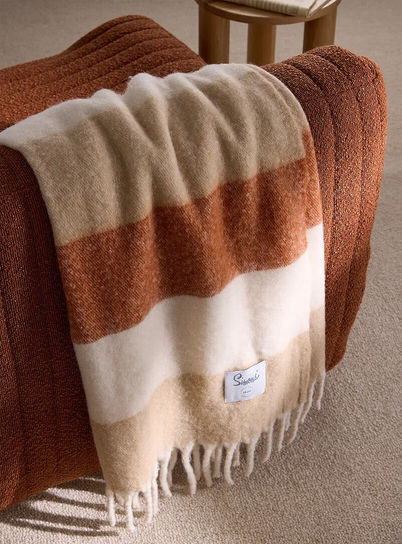 Throw Blanket - Orange/White Stripe