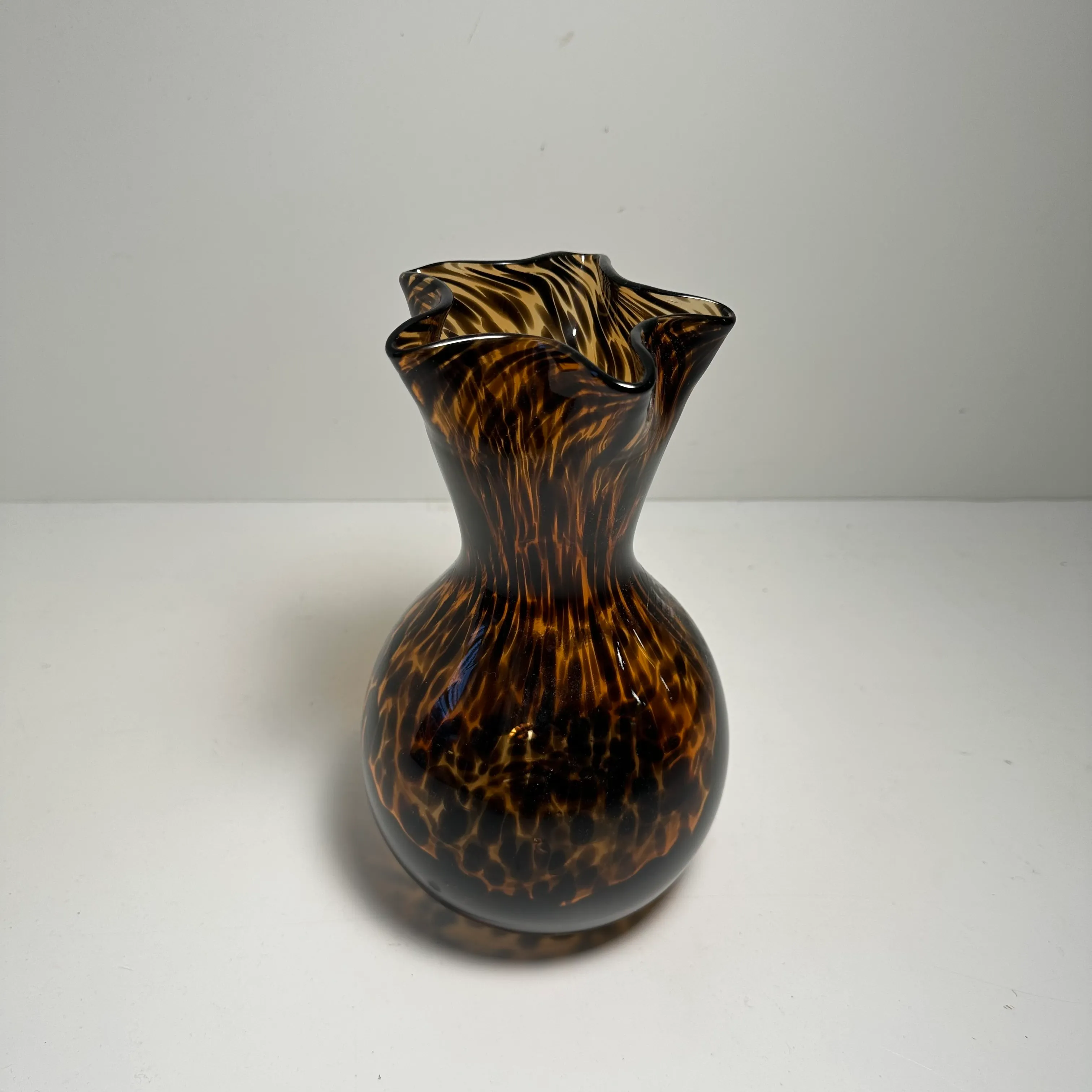 Vase - Tiger Patterned - Amber Glass