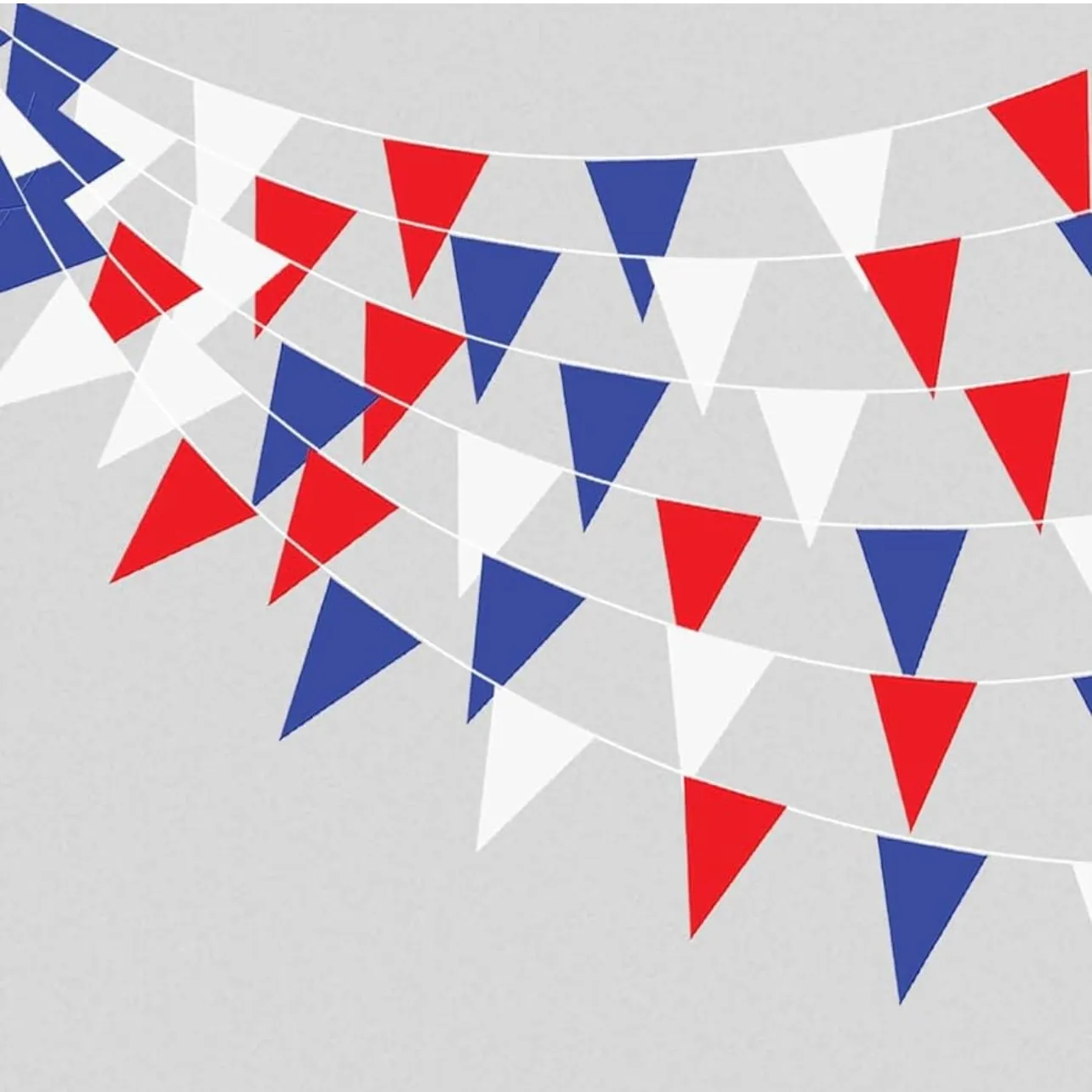Pennant Banner - Red & White & Blue - 60ft
