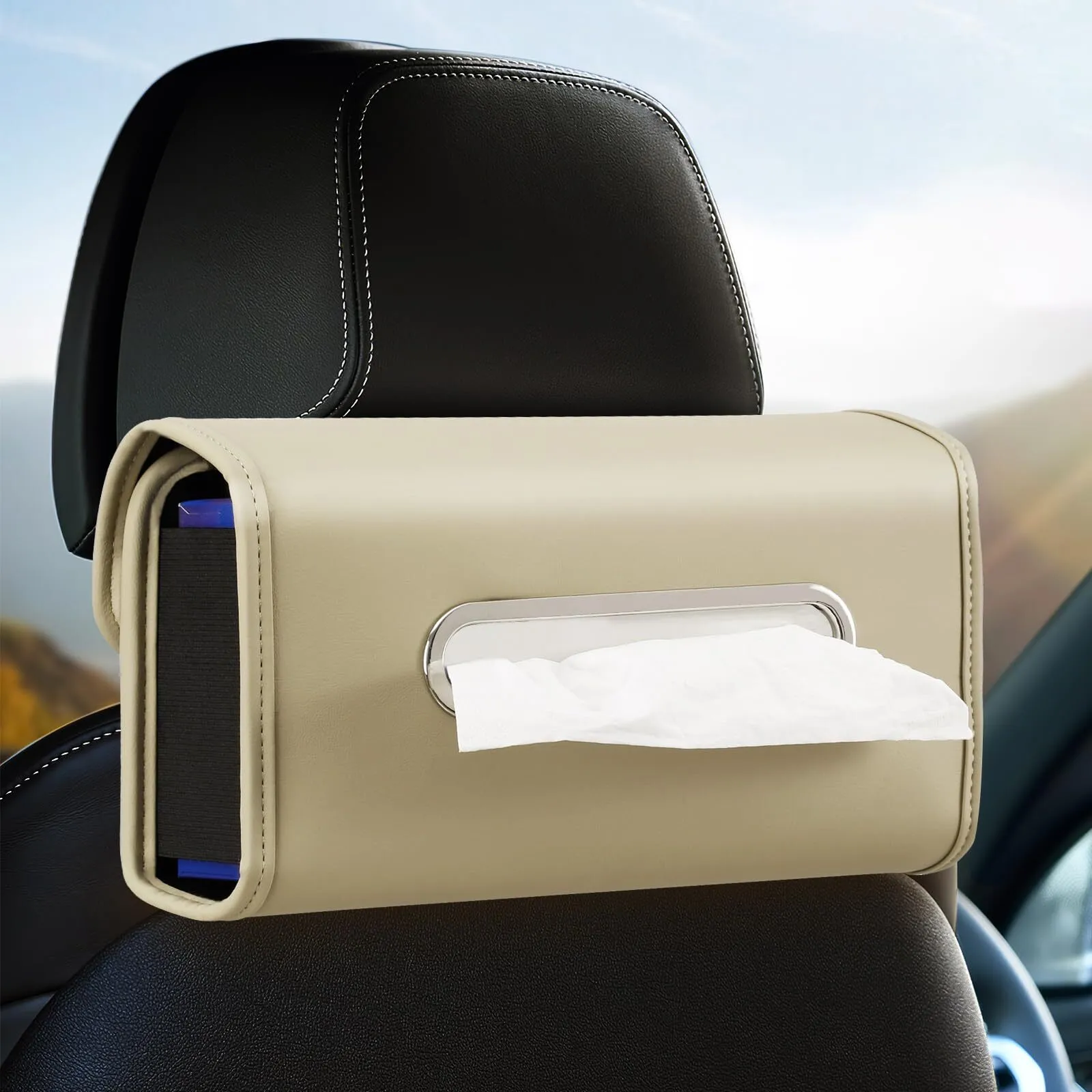 Car Tissue Box Holder Beige