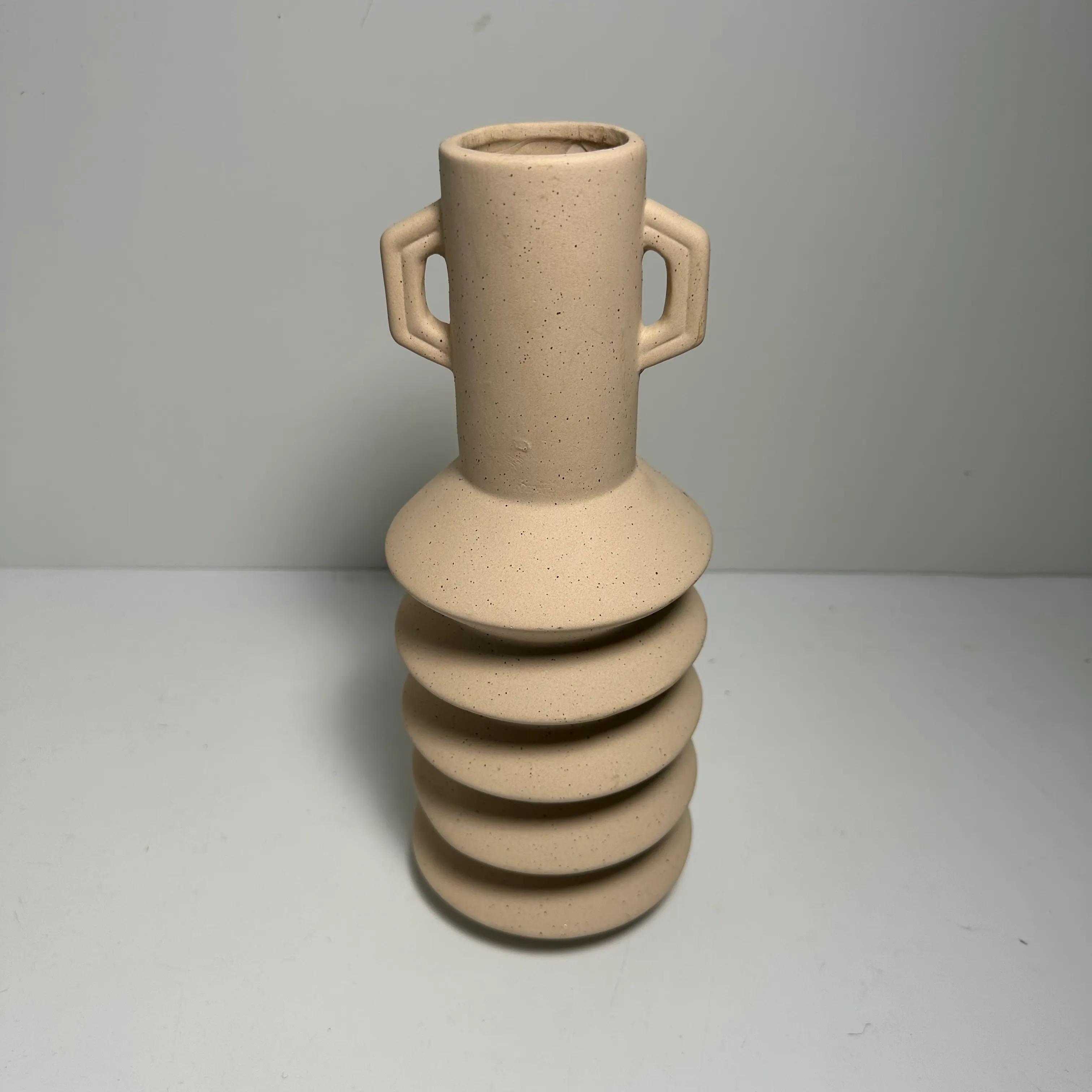 Vase - Ceramic Tiered - Matte Beige