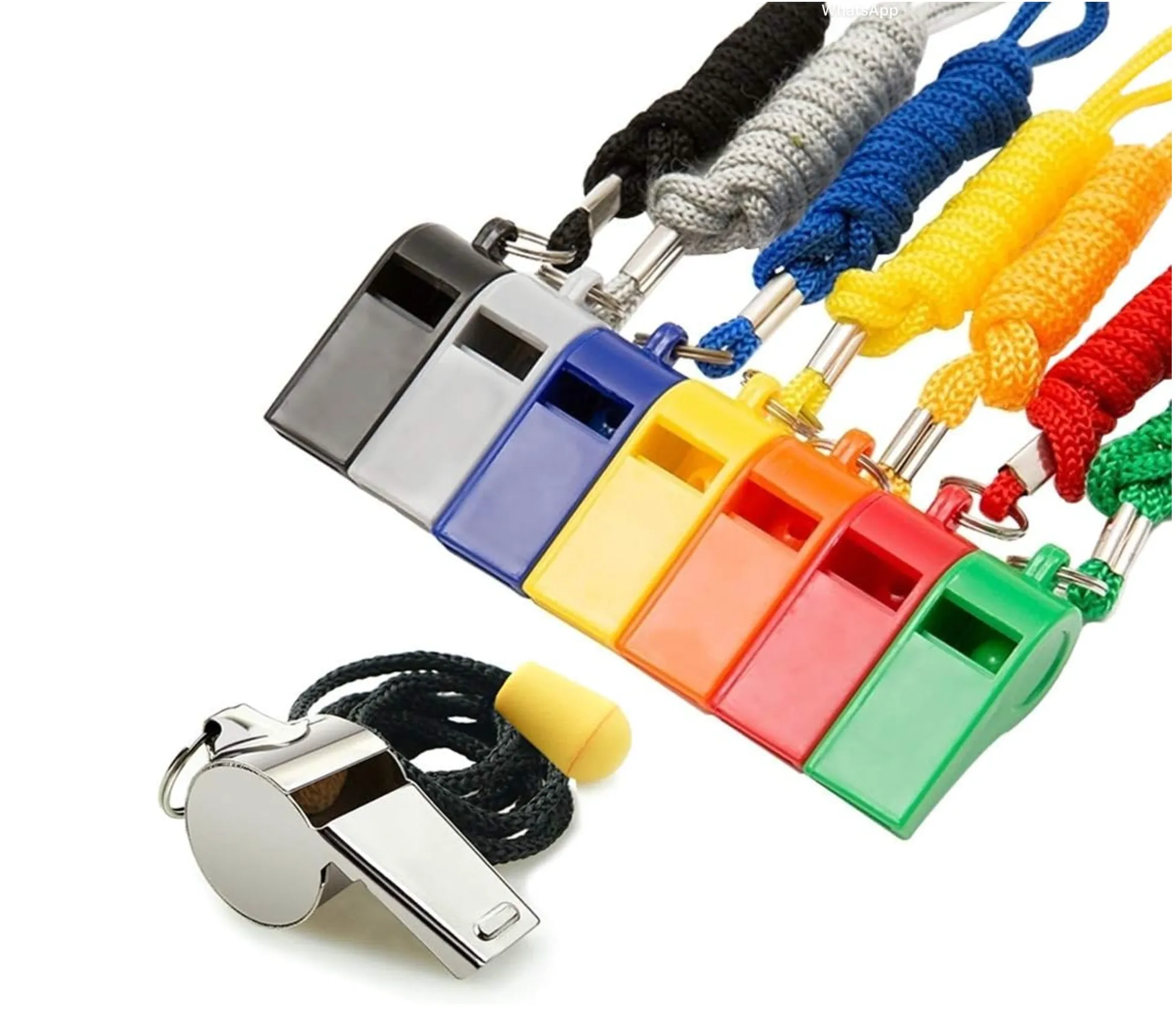 Sports Whistles with Lanyard for Referees, Coaches, and Officials Assorted Colors