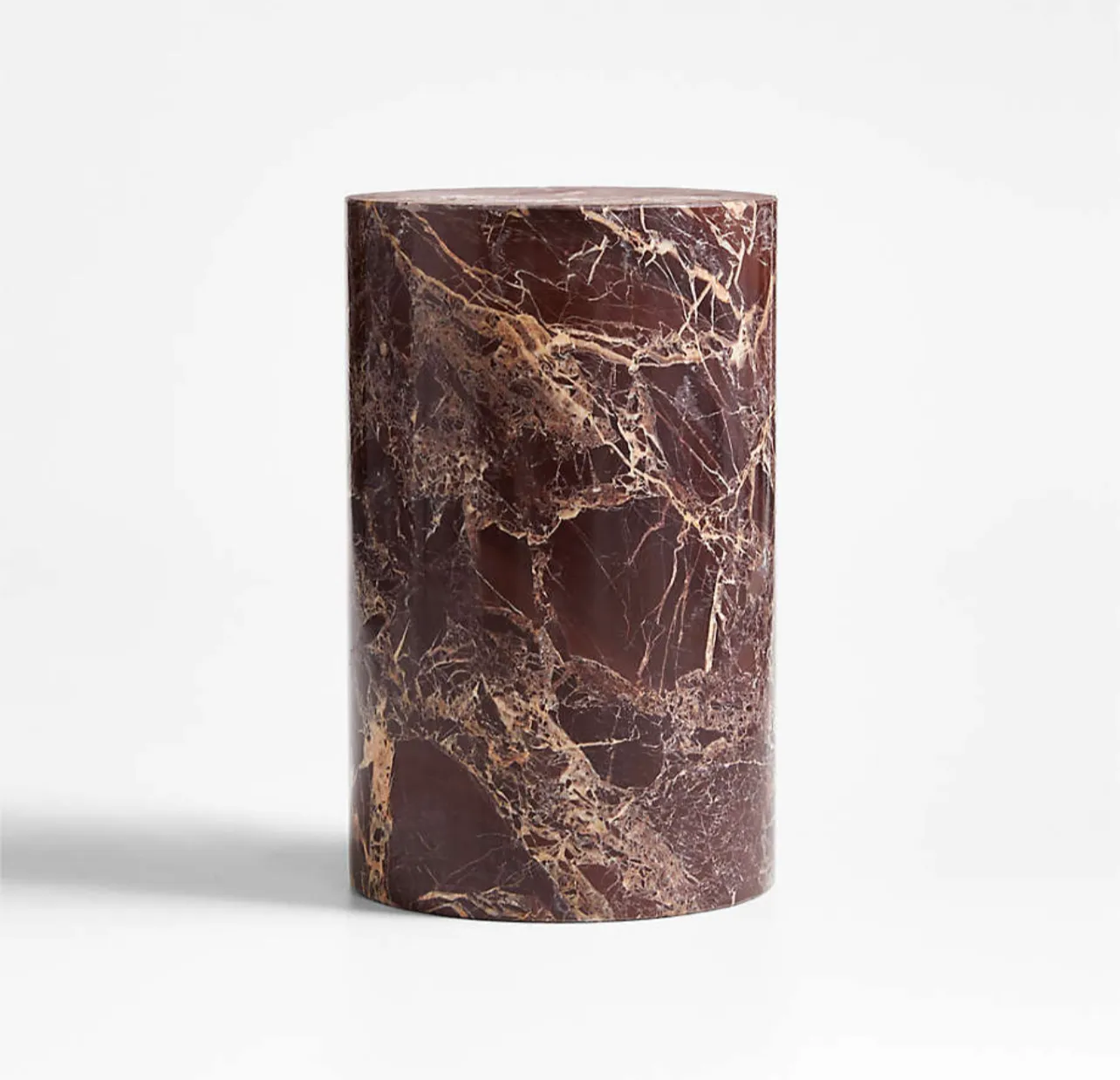 Red Marble Decorative Cylinder Sculpture