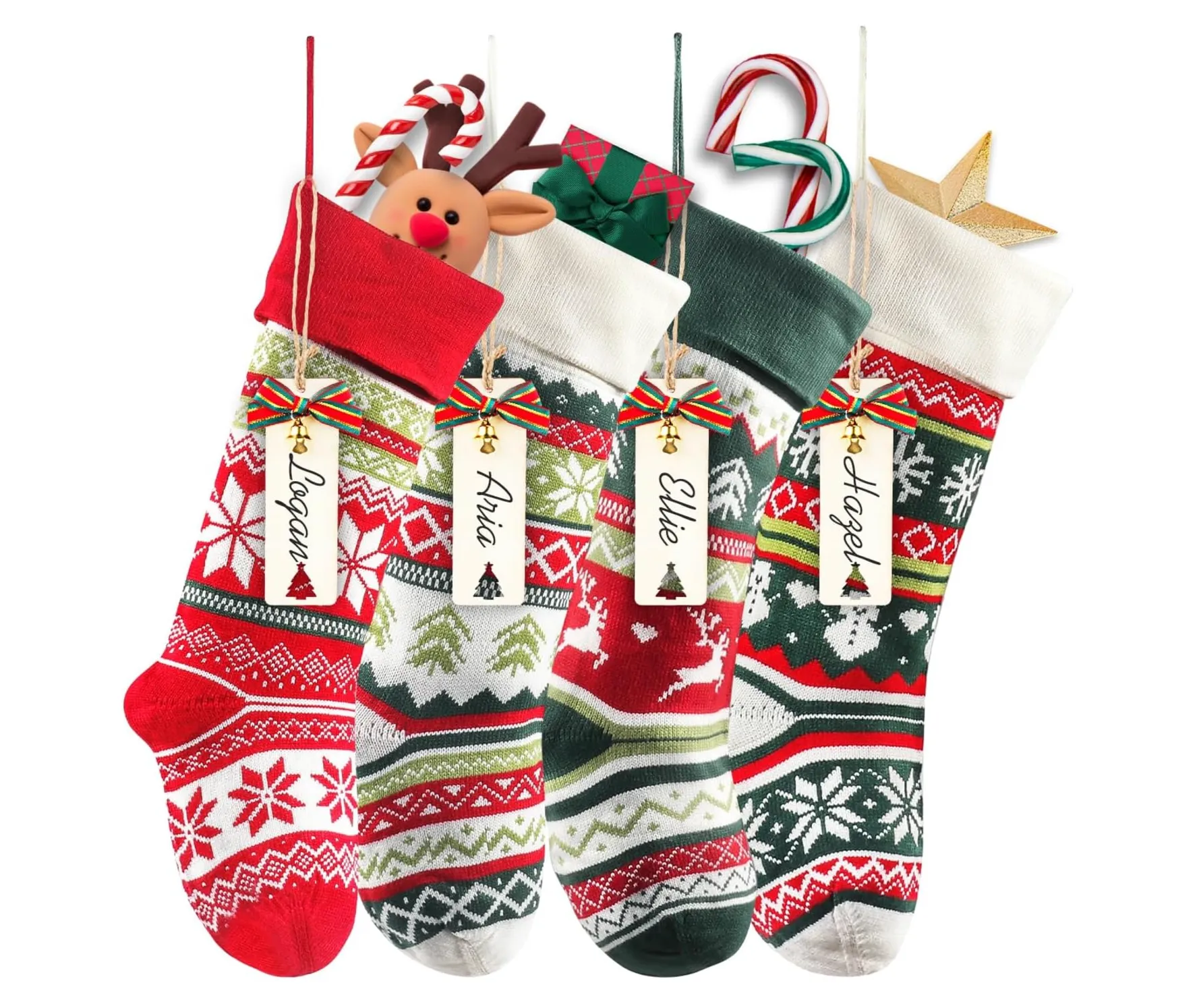 Christmas Stockings 22" Winter Pattern 4Pc