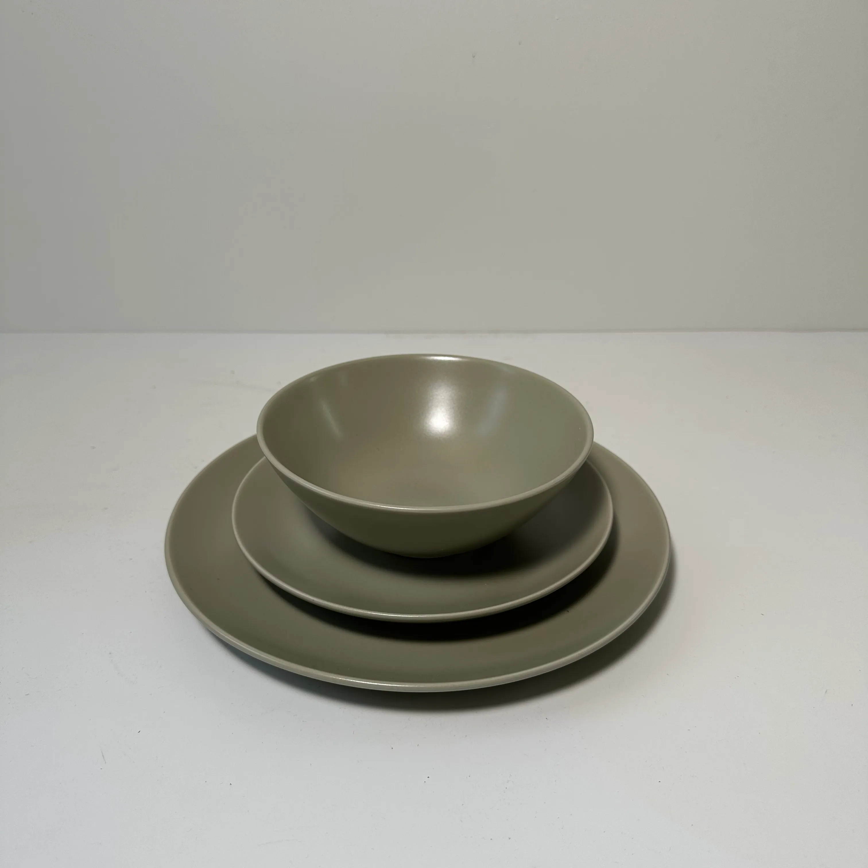 Plates and Bowl Set - Green - 3 Piece