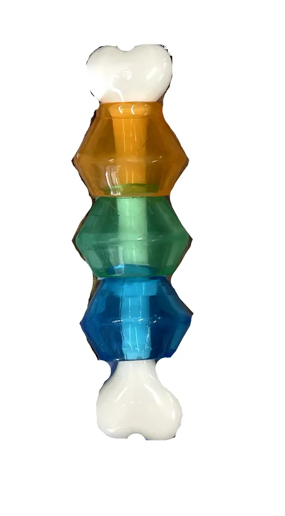 Dog Toy Chew Bone w/ Colourful Rubber