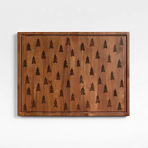 Christmas Cutting Board - Wooden etched with trees