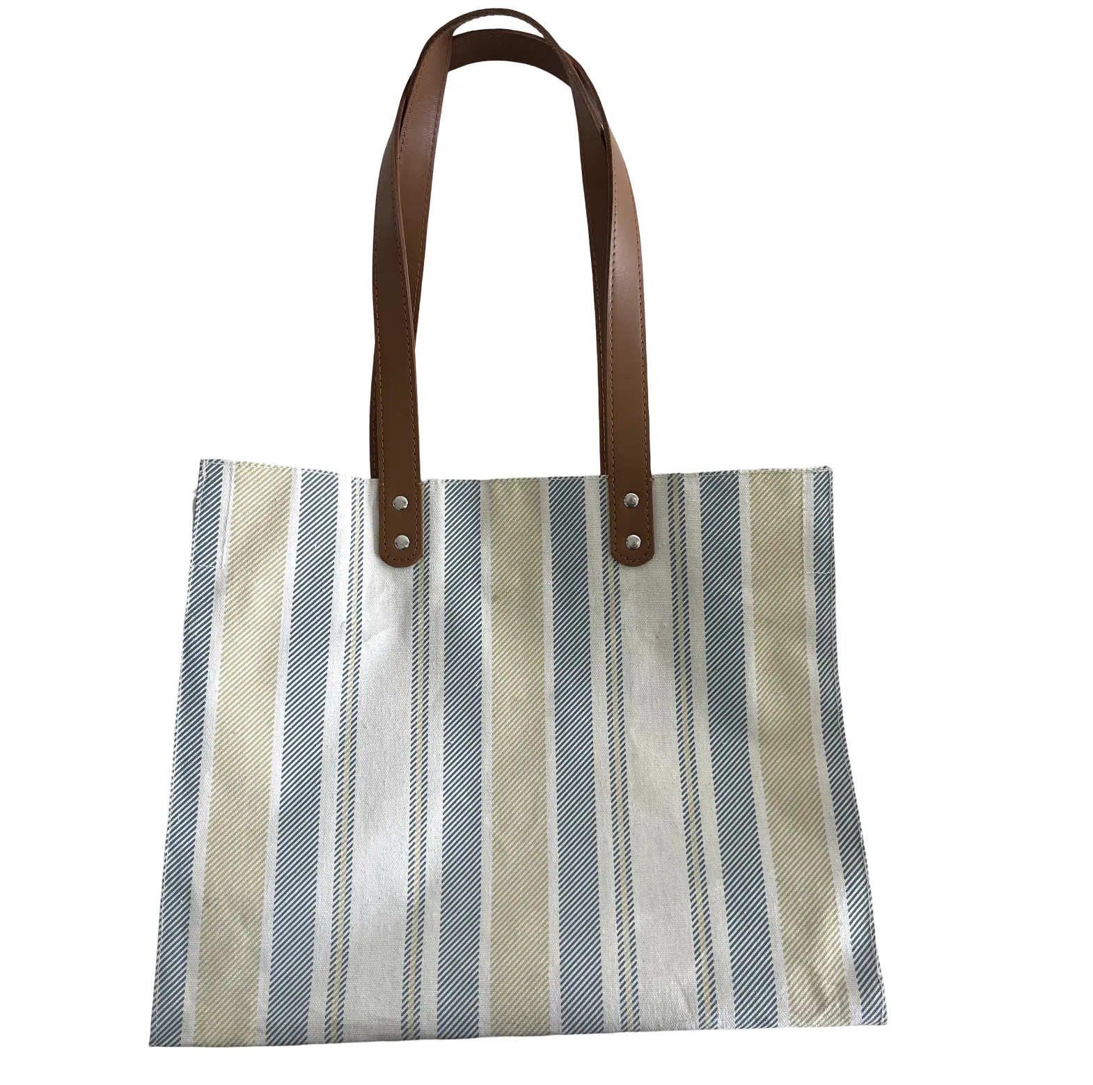 Beach Bag Striped Pattern - Blue/White/Yellow