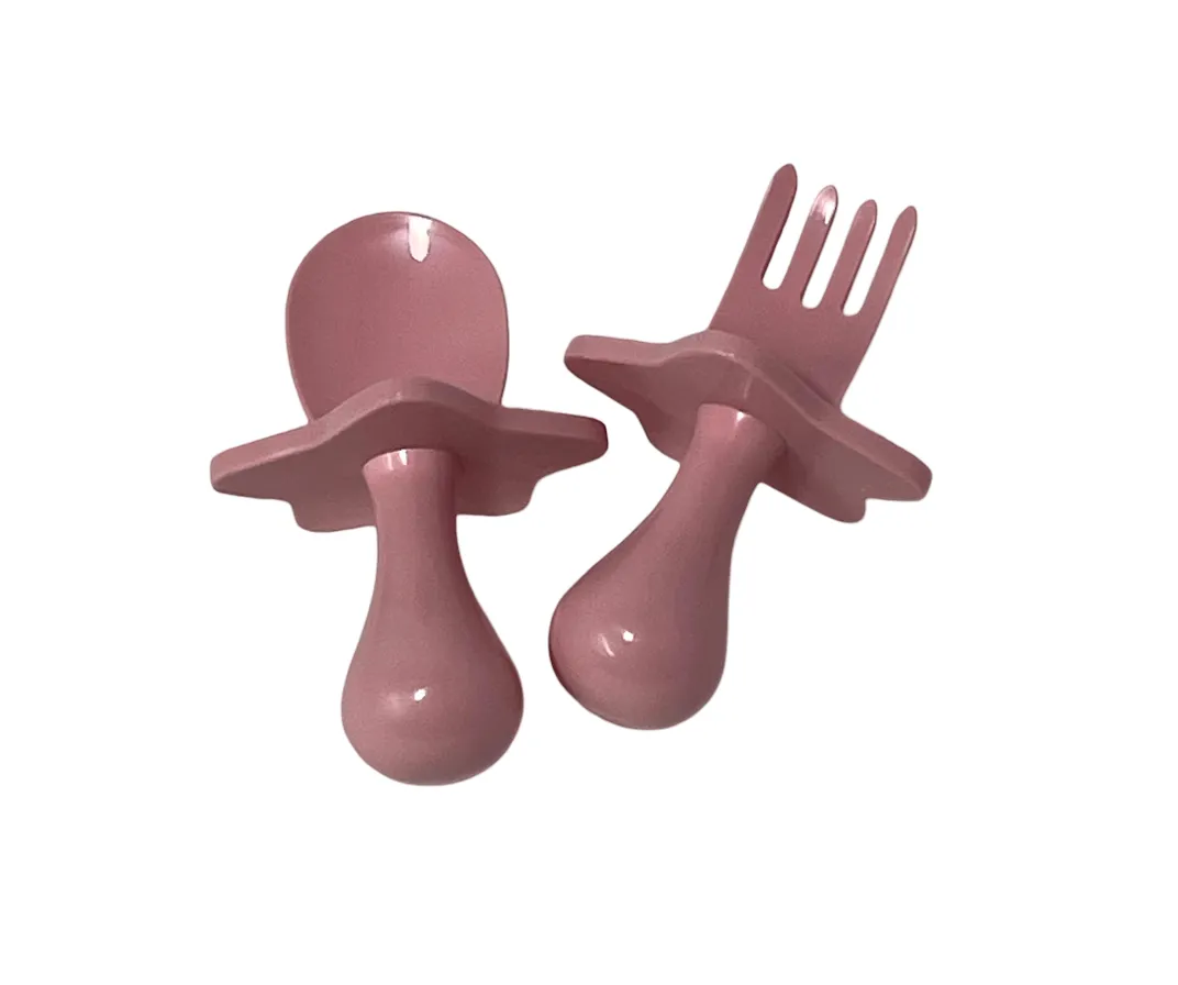 Baby Utensils Spoon&Fork Plastic Pink