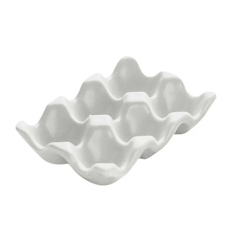 6 Holes Egg Tray Ceramic White