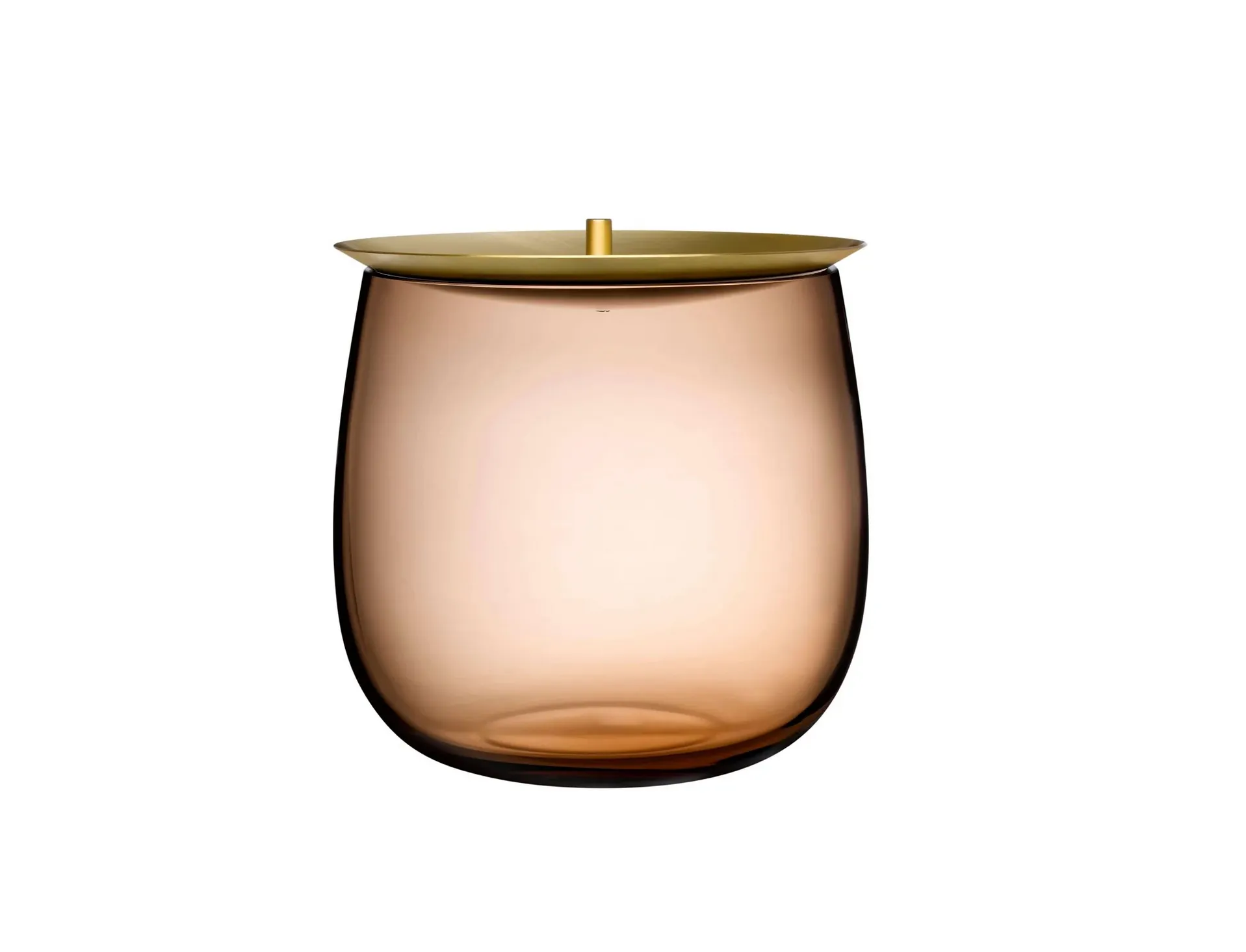 Beret Storage Box Large with Brass Lid - Caramel 5"