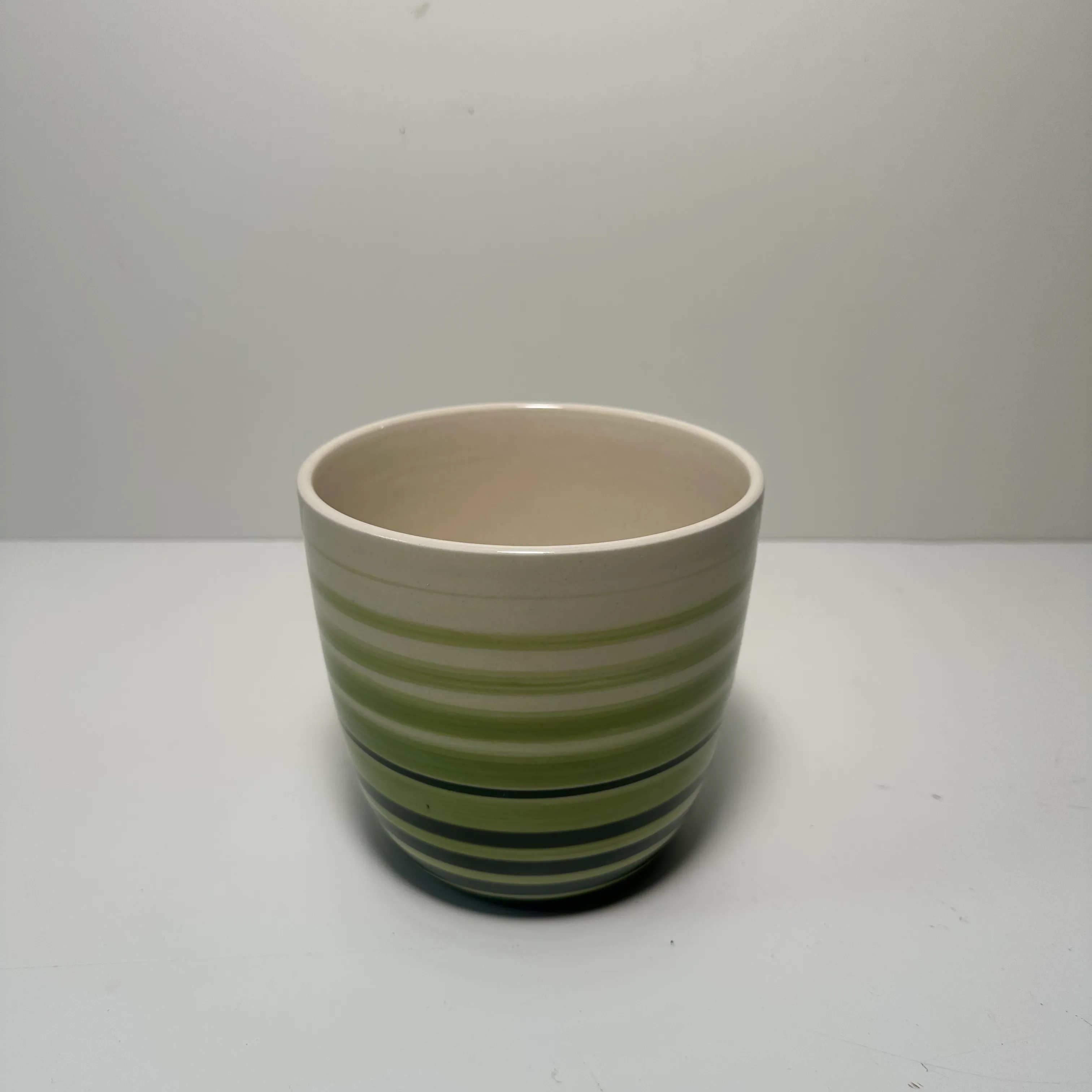 Flower Pot - Green Stripped - Small