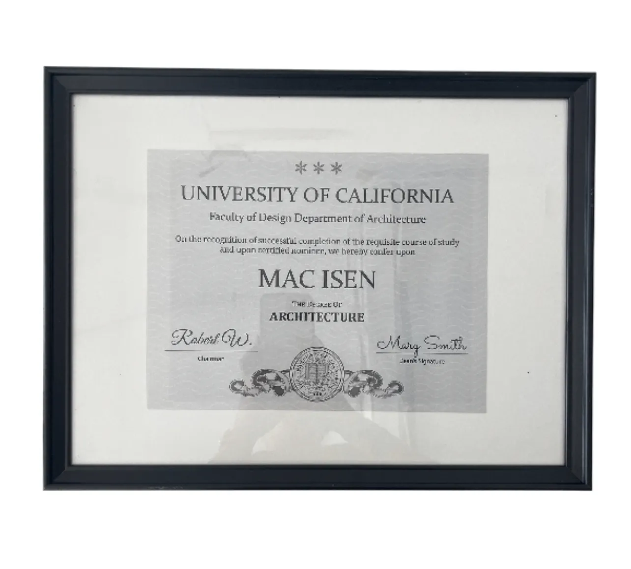University Degree Dimploma Framed 13x17