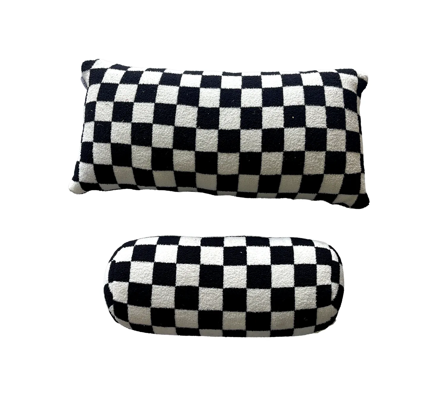Throw Pillow Checkered Pattern Long B&W Set of 2