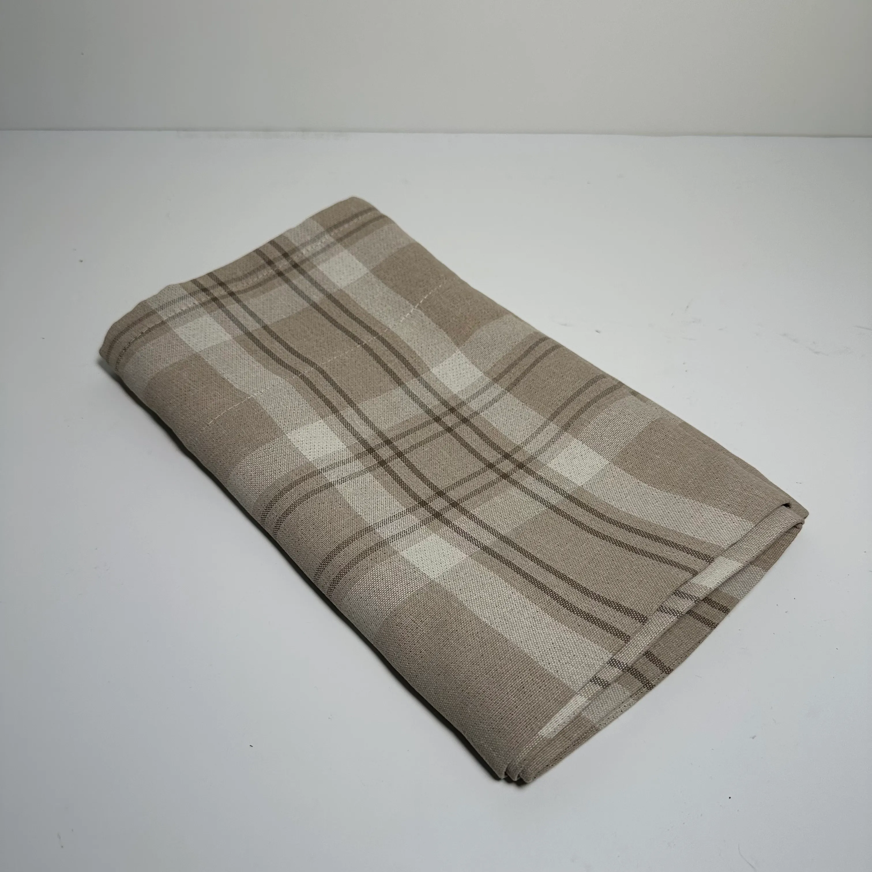 Curtains - Solid - 12" Valance - Beige Checkered