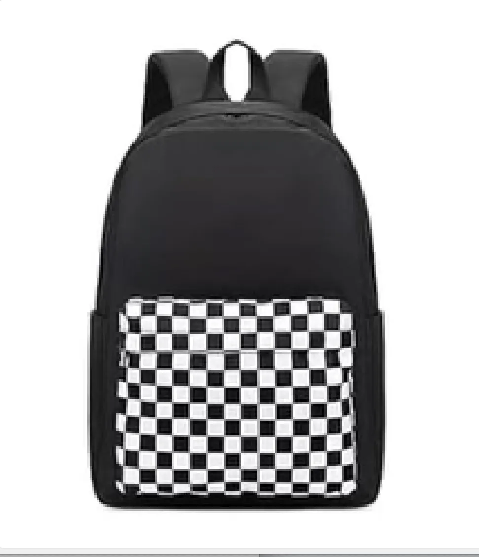 Backpack - Black - Checkered Pattern (2)