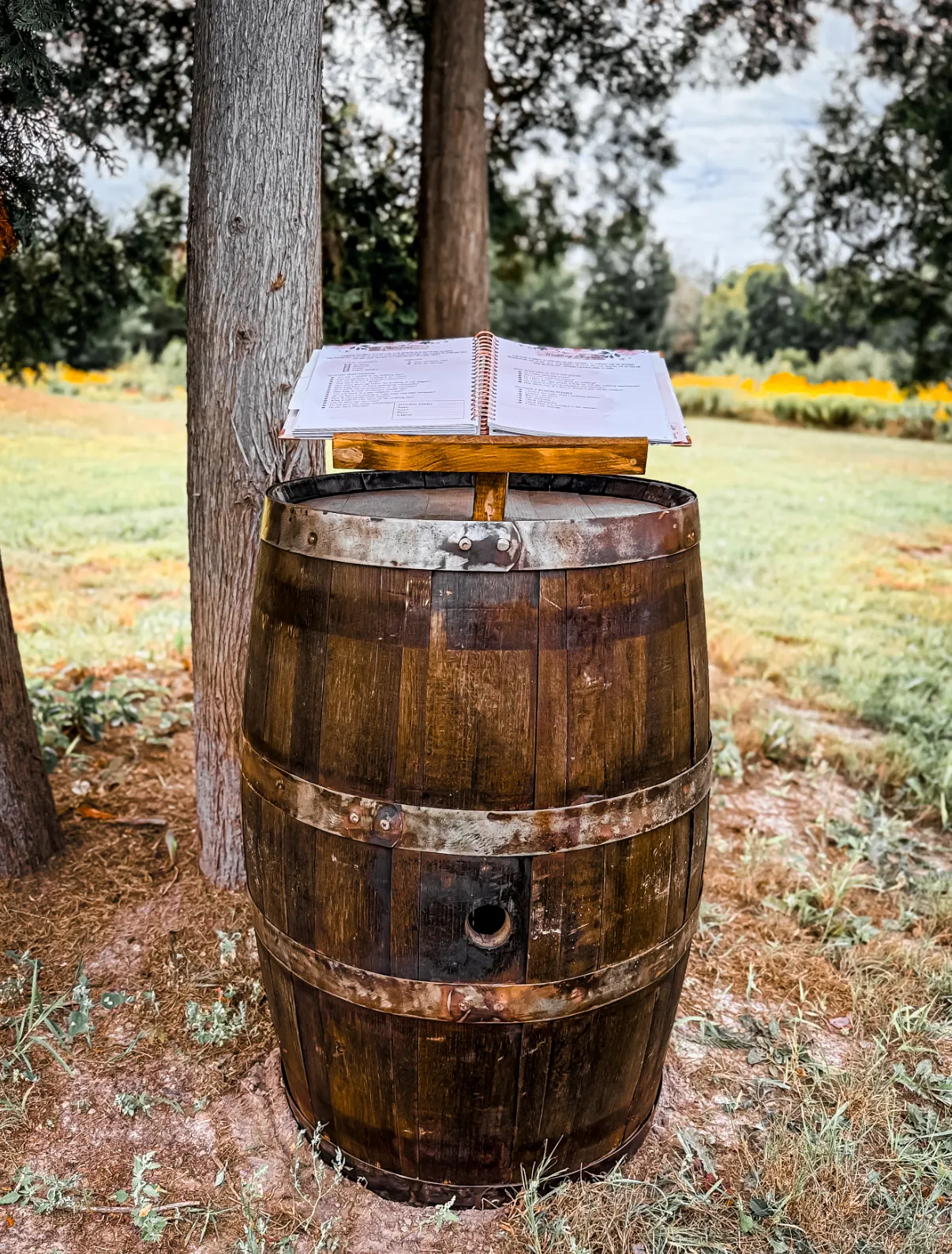 Rustic Whiskey Barrel Podium