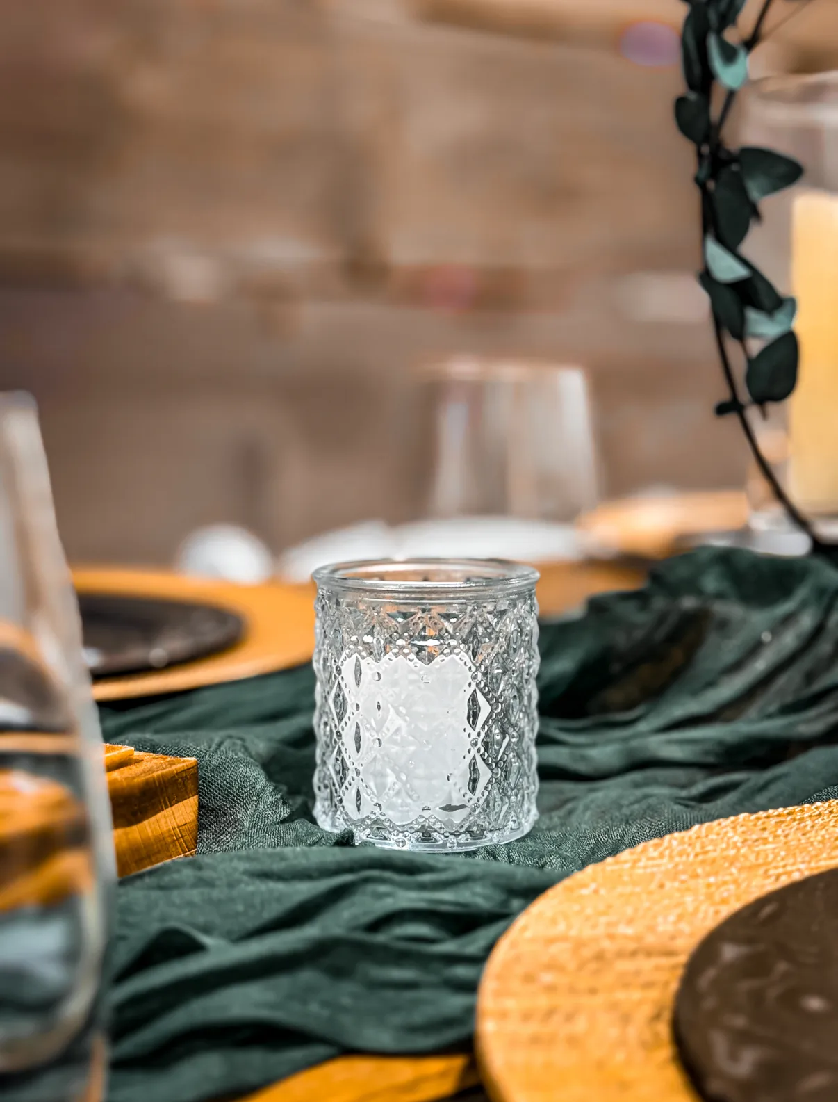 Glass Diamond Holder and Tea Light