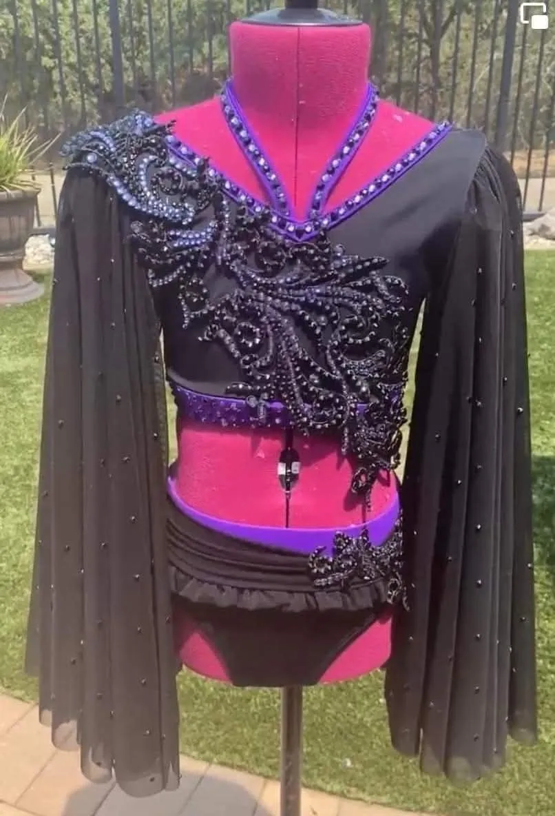 Black and Purple Cinderella Fashions Glitz Swim 