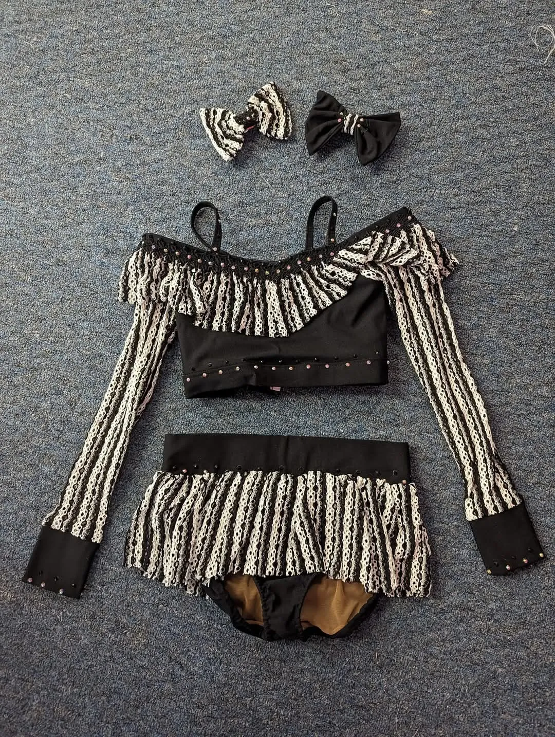 Rachel Martinez Black and White Glitz Swim 