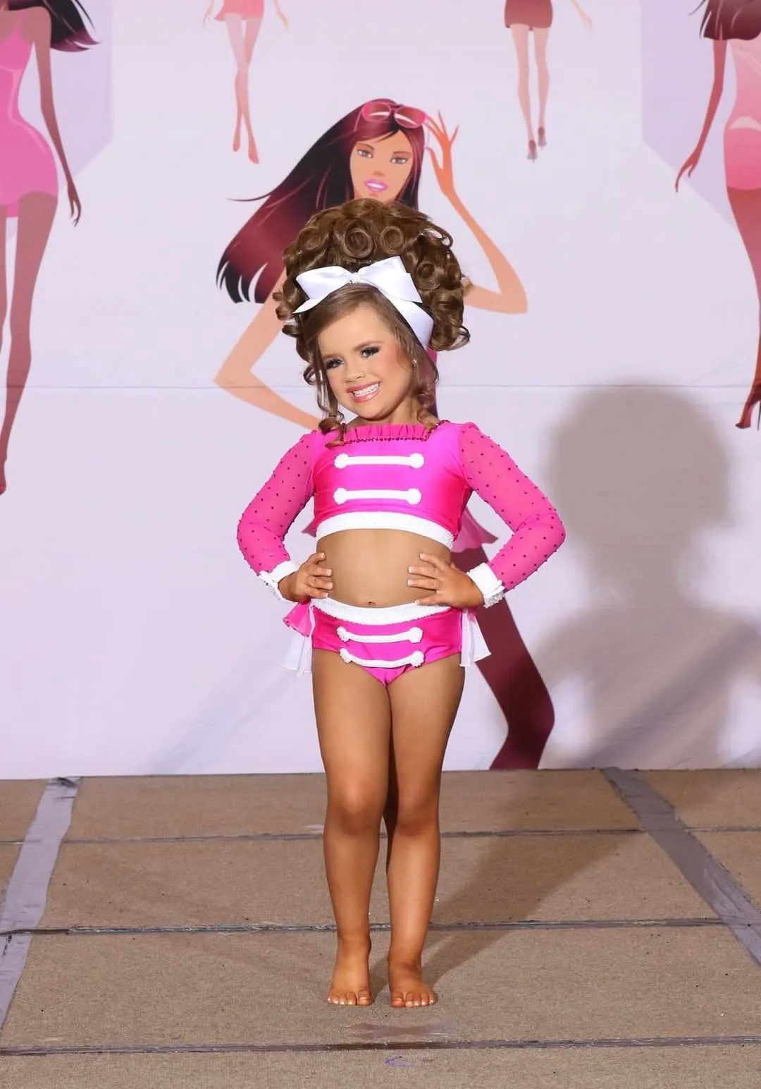 Pink and White Cinderella Fashions Glitz Swim 