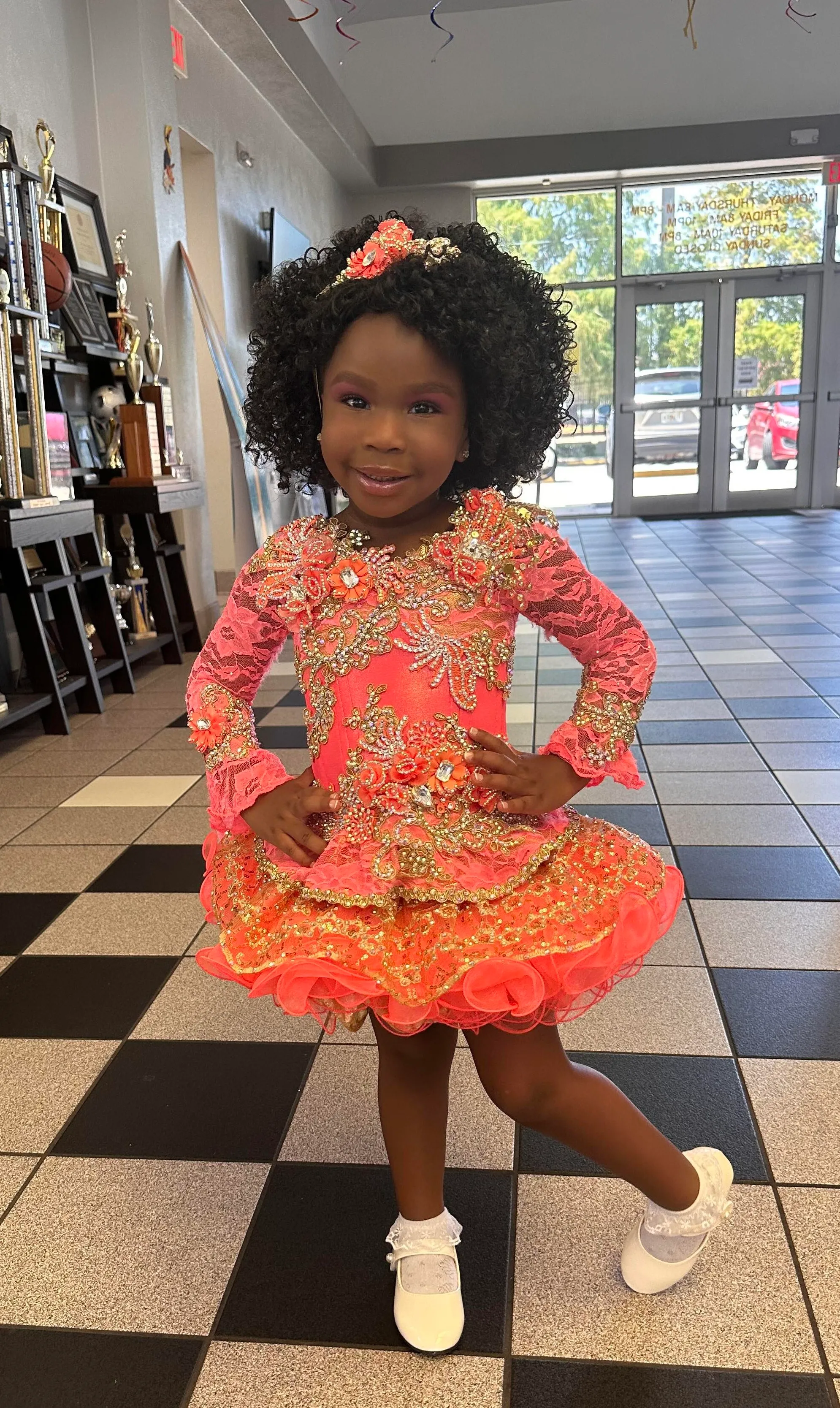 Neon Coral and Gold Glitz 